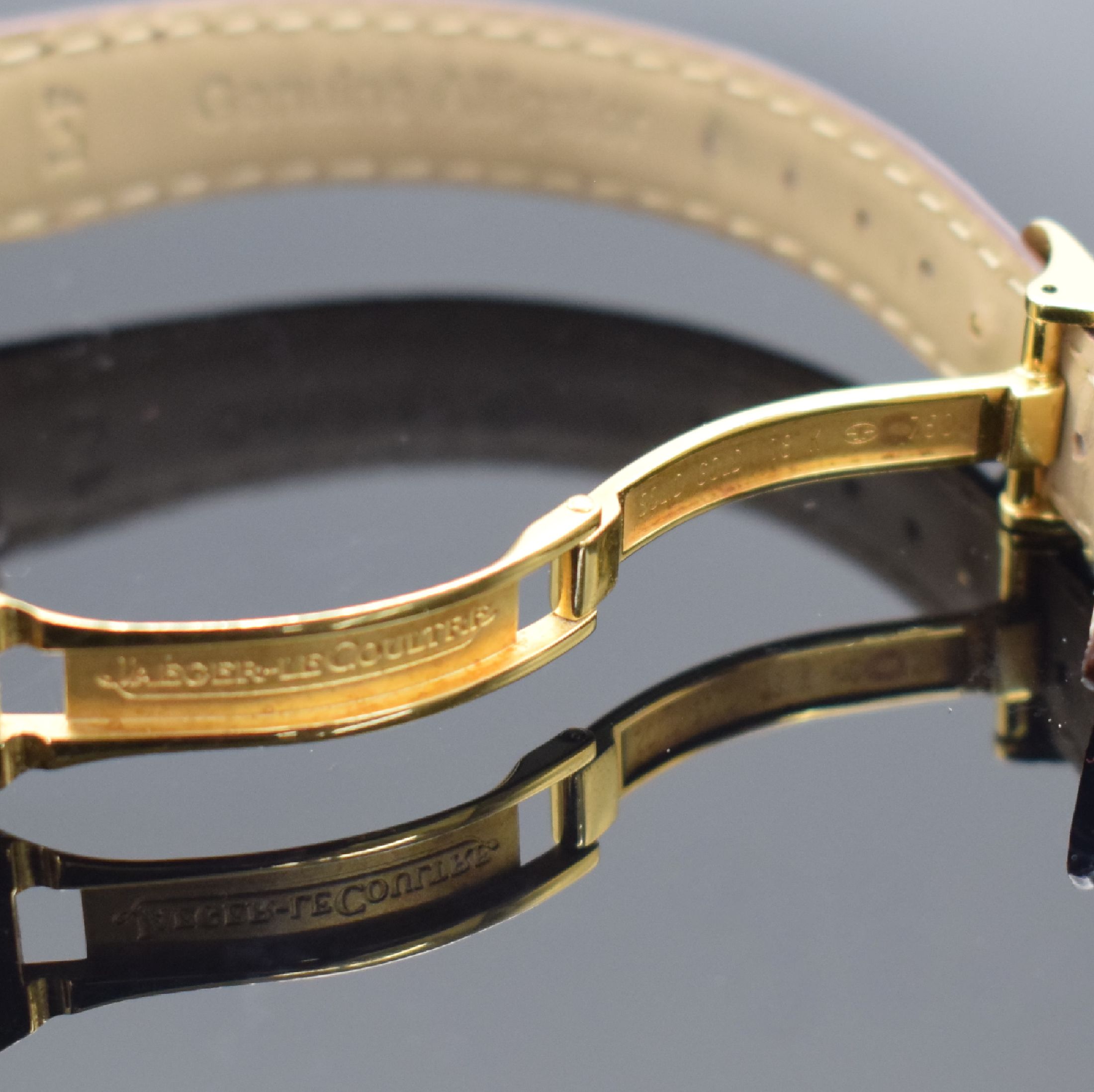 Detail e: Jaeger-LeCoultre Damenarmbanduhr Reverso Duetto in GG 750/000 mit Diamantenbesatz & original Faltschließe in GG 750/000 Referenz 266.1.44, Schweiz ...
