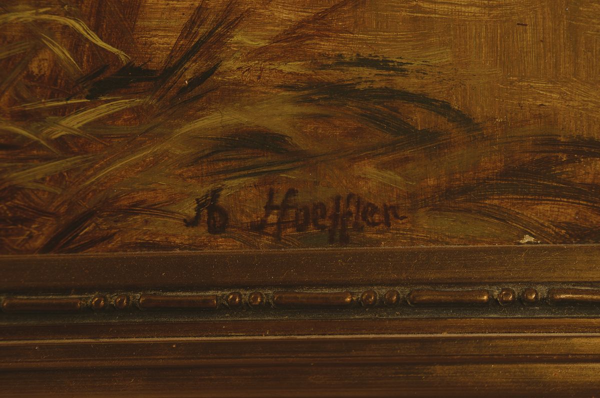 Detail a: Adolf Hoeffler, 1825-1898 Frankfurt am Main, Studium an den Akademien Düsseldorf und München, hier: In den Mainauen, Öl/Lwd, rechts unten ...