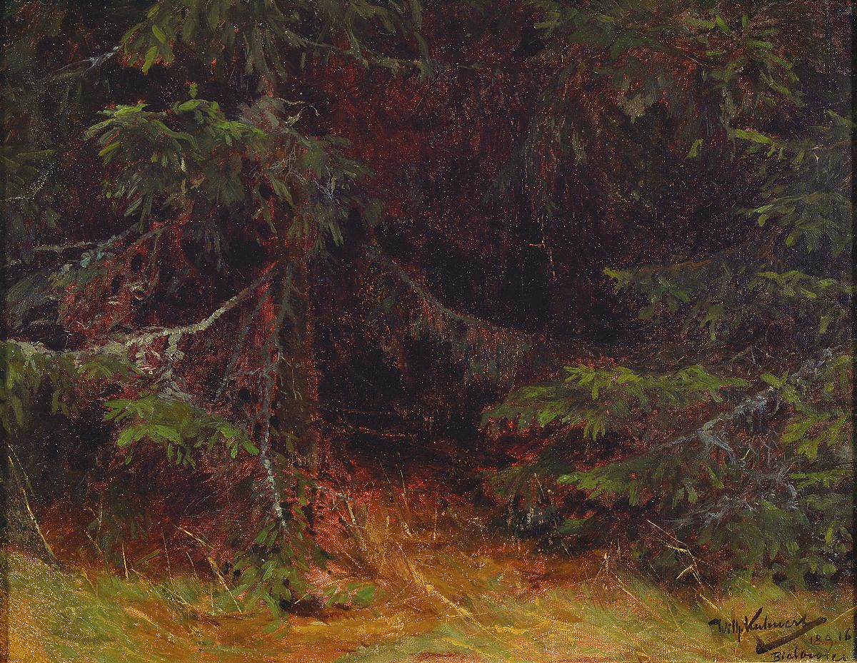 Wilhelm Kuhnert, 1865 Opole/Polen-1926 Flims/Schweiz, Studium an der Akademie Berlin, bekannter deutscher Tiermaler, hier: im Wald, Öl/Lwd, rechts ...