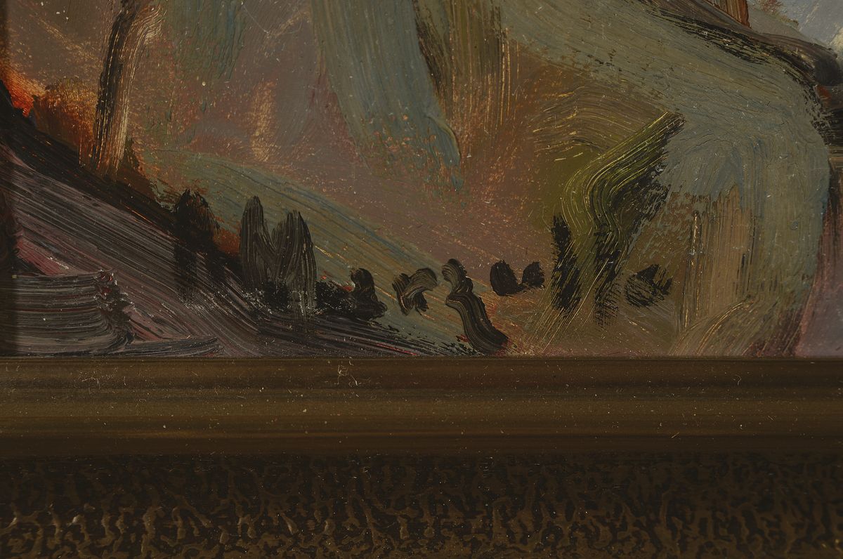 Detail a: Angelo Marzullo, zeitgen. Künstler aus Sizilien, ansässig in München, Landschaft an der Amalfiküste, Öl/Malkarton, links unten signiert, ca. ...