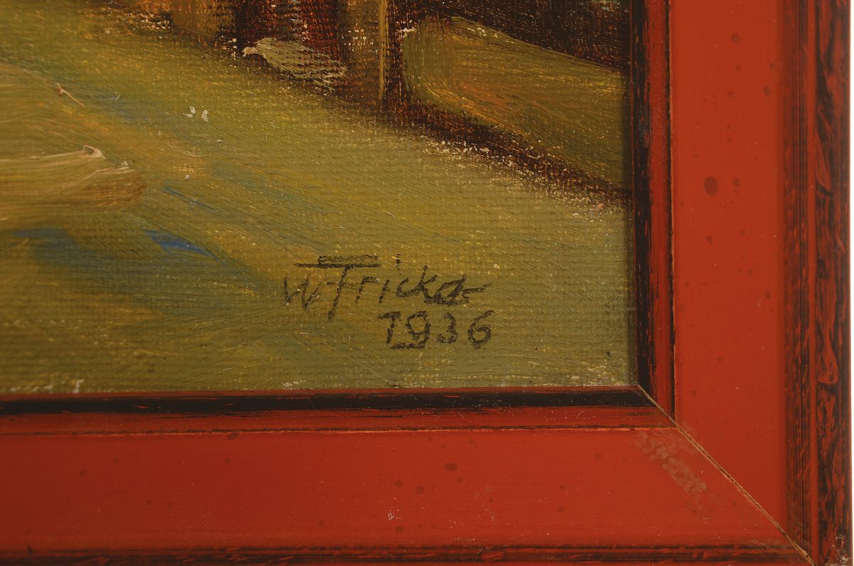 Detail a: Walter Fricka, geb. 1893 in Braunschweig, Ansicht aus Braunschweig, Öl/Lwd, rechts unten signiert und dat. 1936, ca. 60x50cm, R. ca. 65x55cm