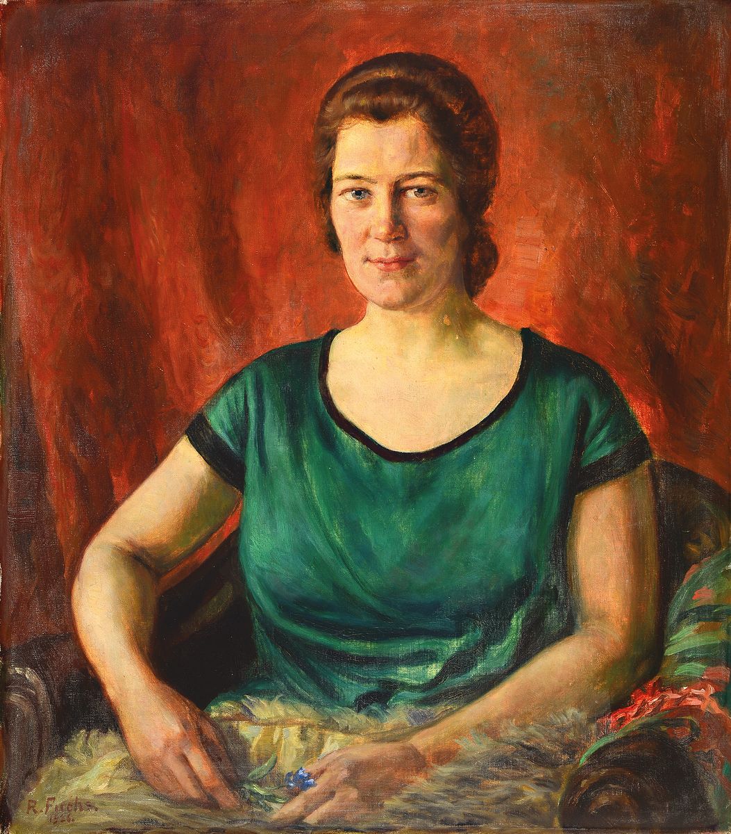 Robert Fuchs, 1896-1981, Porträt einer Frau im grünen Kleid, Öl/Lwd, links unten signiert und dat. 1926, ca. 74x65cm