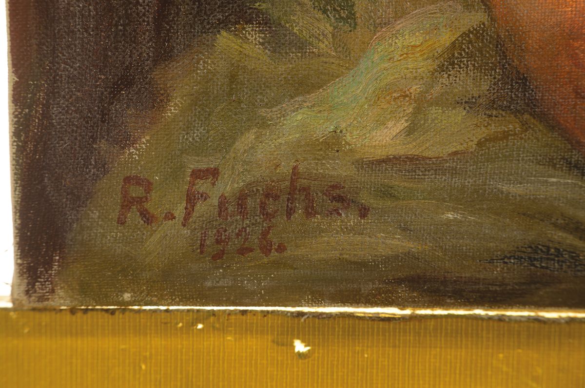 Detail a: Robert Fuchs, 1896-1981, Porträt einer Frau im grünen Kleid, Öl/Lwd, links unten signiert und dat. 1926, ca. 74x65cm