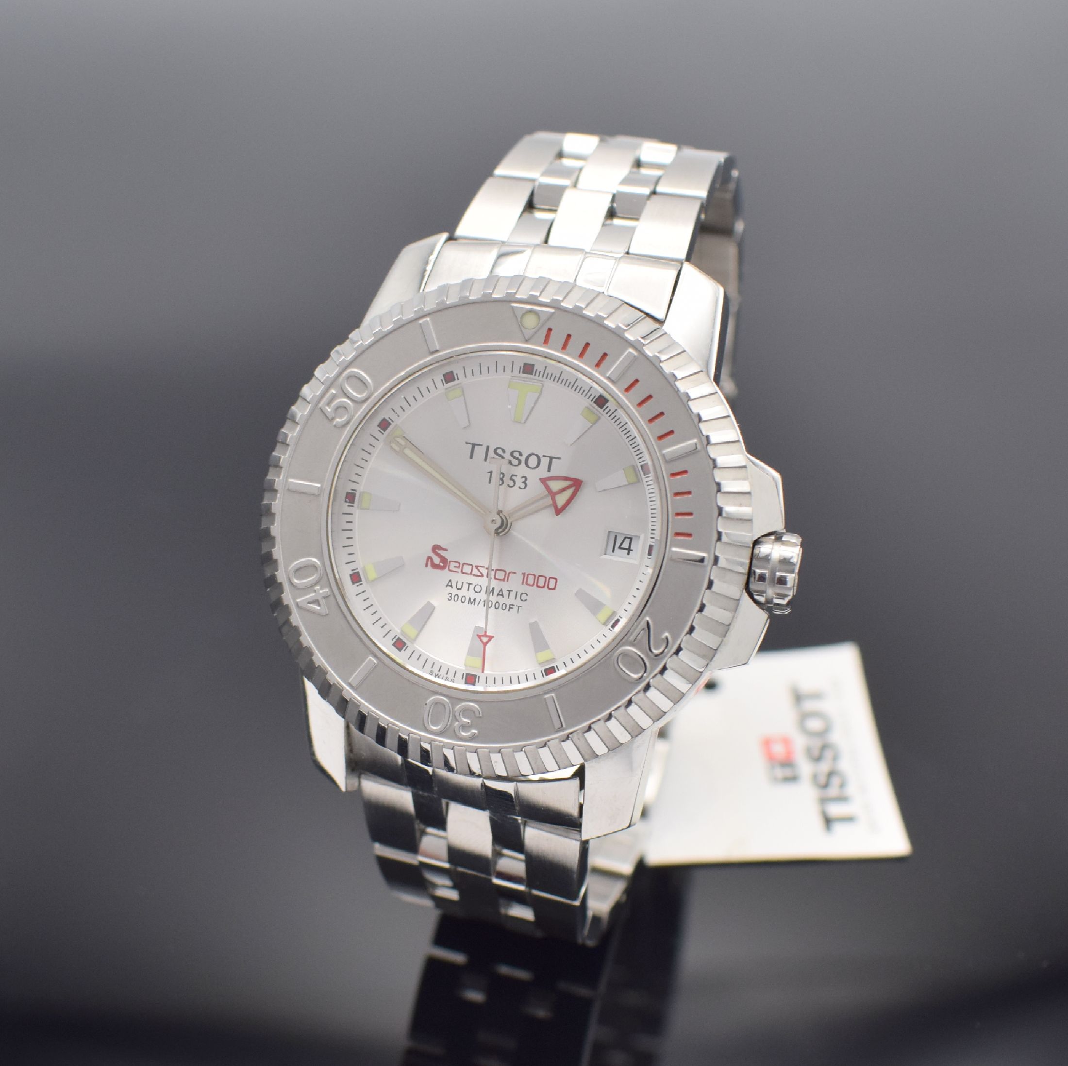 TISSOT Seastar 1000 Herrenarmbanduhr in Stahl, Schweiz um 2010, Automatik, Ref. A464/564, beids. vergl. Geh., Boden 6-fach verschr., Krone verschr., ...