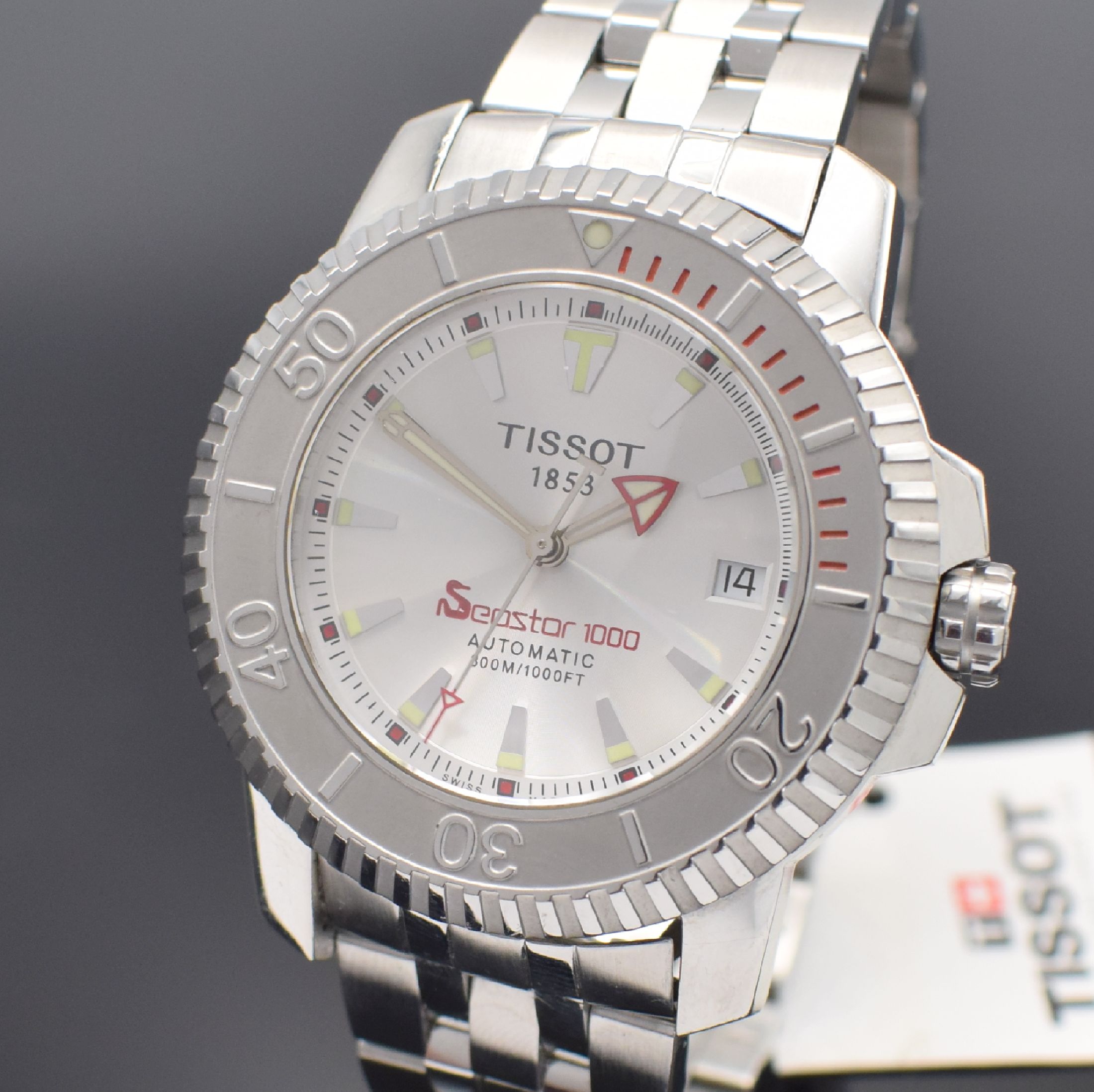Detail a: TISSOT Seastar 1000 Herrenarmbanduhr in Stahl, Schweiz um 2010, Automatik, Ref. A464/564, beids. vergl. Geh., Boden 6-fach verschr., Krone verschr., ...