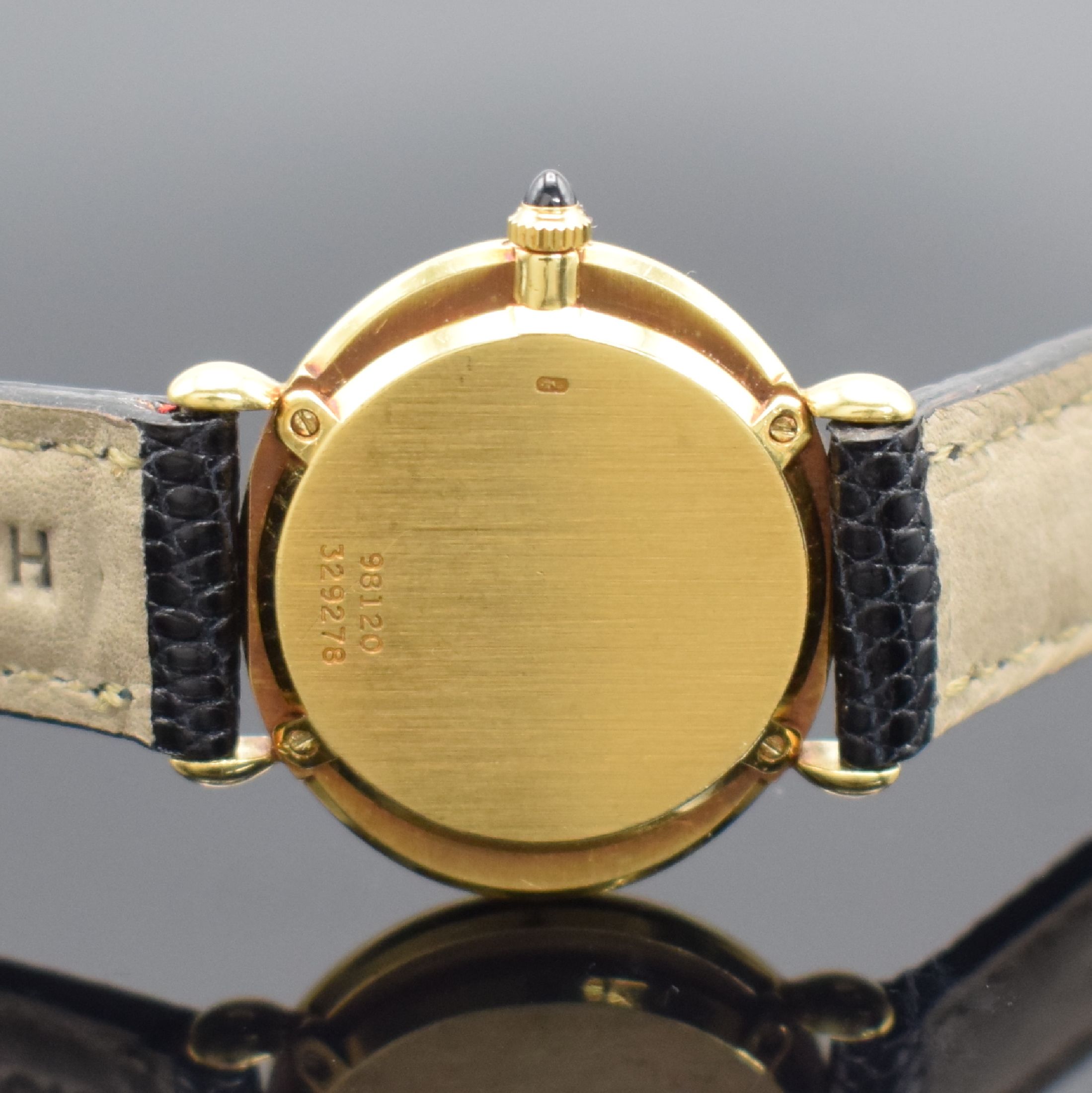 Detail c: PIAGET Damenarmbanduhr in GG 750/000 Referenz 98120, Schweiz um 1980, Handaufzug, 2-teil. Gehäuse, Boden verschr., gold. Zifferbl. m. röm. Zahlen, ...
