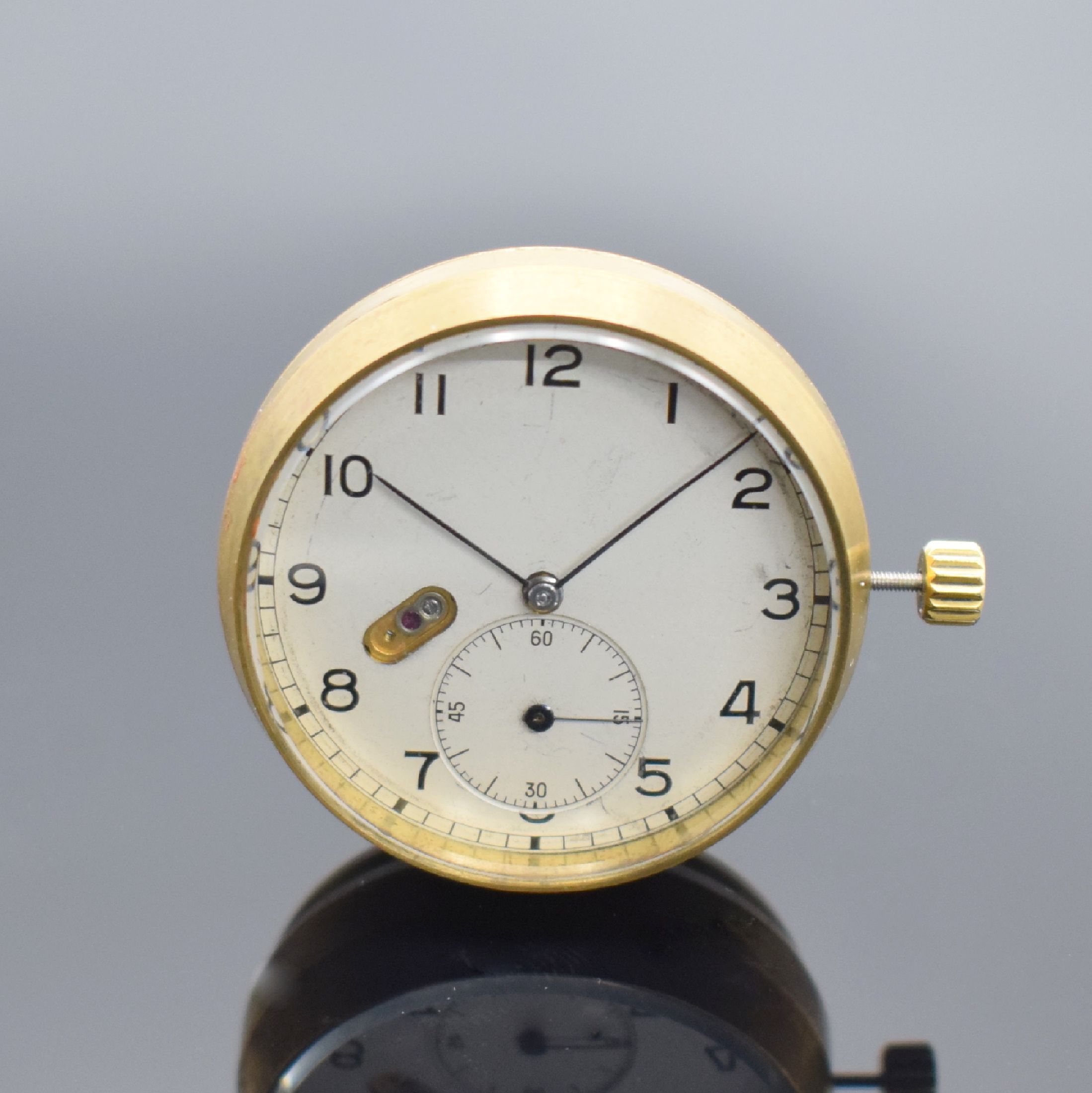 Detail b: PESEUX 260 Wettbewerbs-Chronometer Nr. 101 fürSpiraux Reunis / Nivarox, Schweiz um 1960, Handaufzug, beids. vergl. Messing-Prüfgehäuse, silb. ...