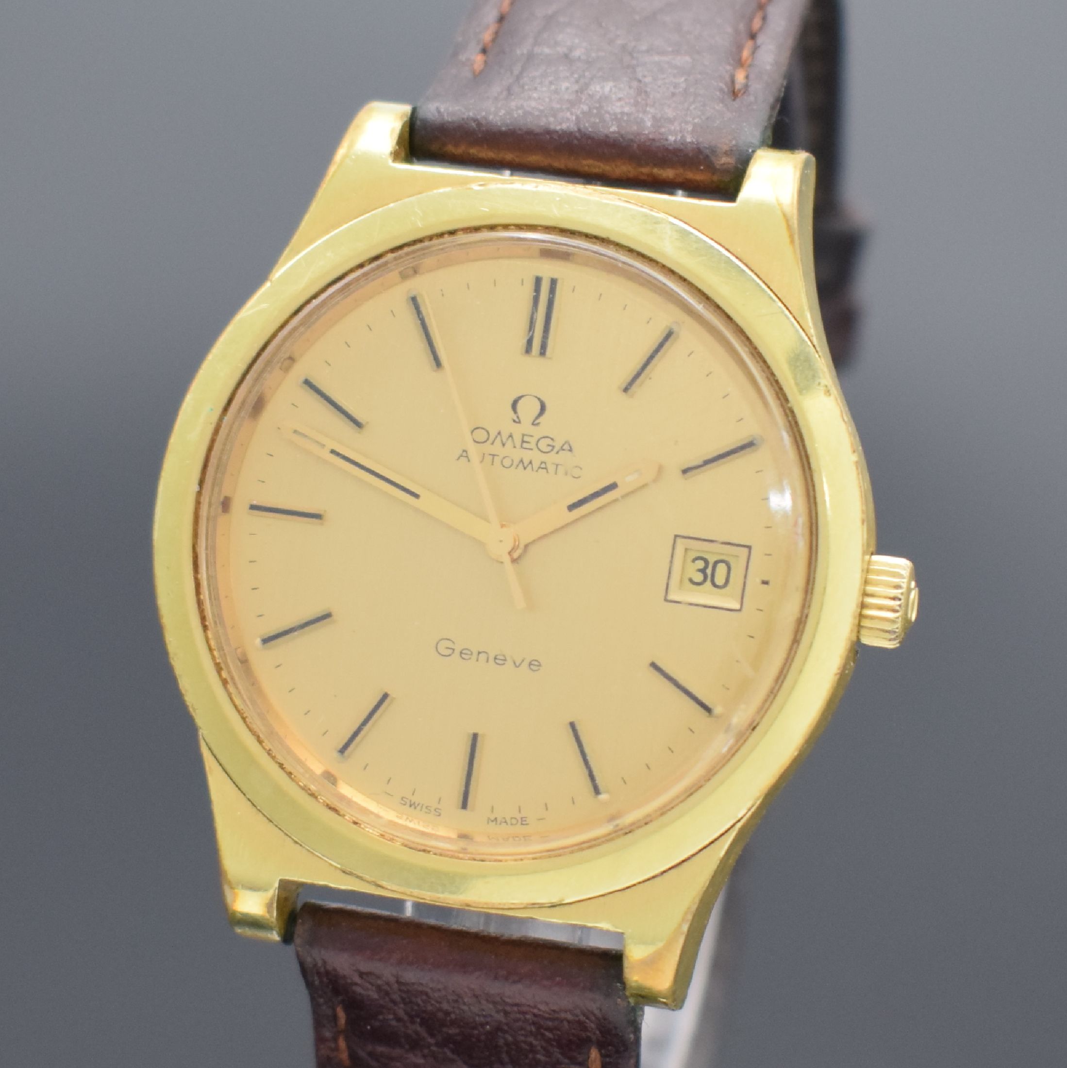 Detail a: OMEGA & ZENITH 2 vergoldete Herrenarmbanduhren, Schweiz um 1970, Automatik, 1) Omega mit geschr. Boden, gold. Zifferbl., Datum, verg. Werk Kal. 1012, ...