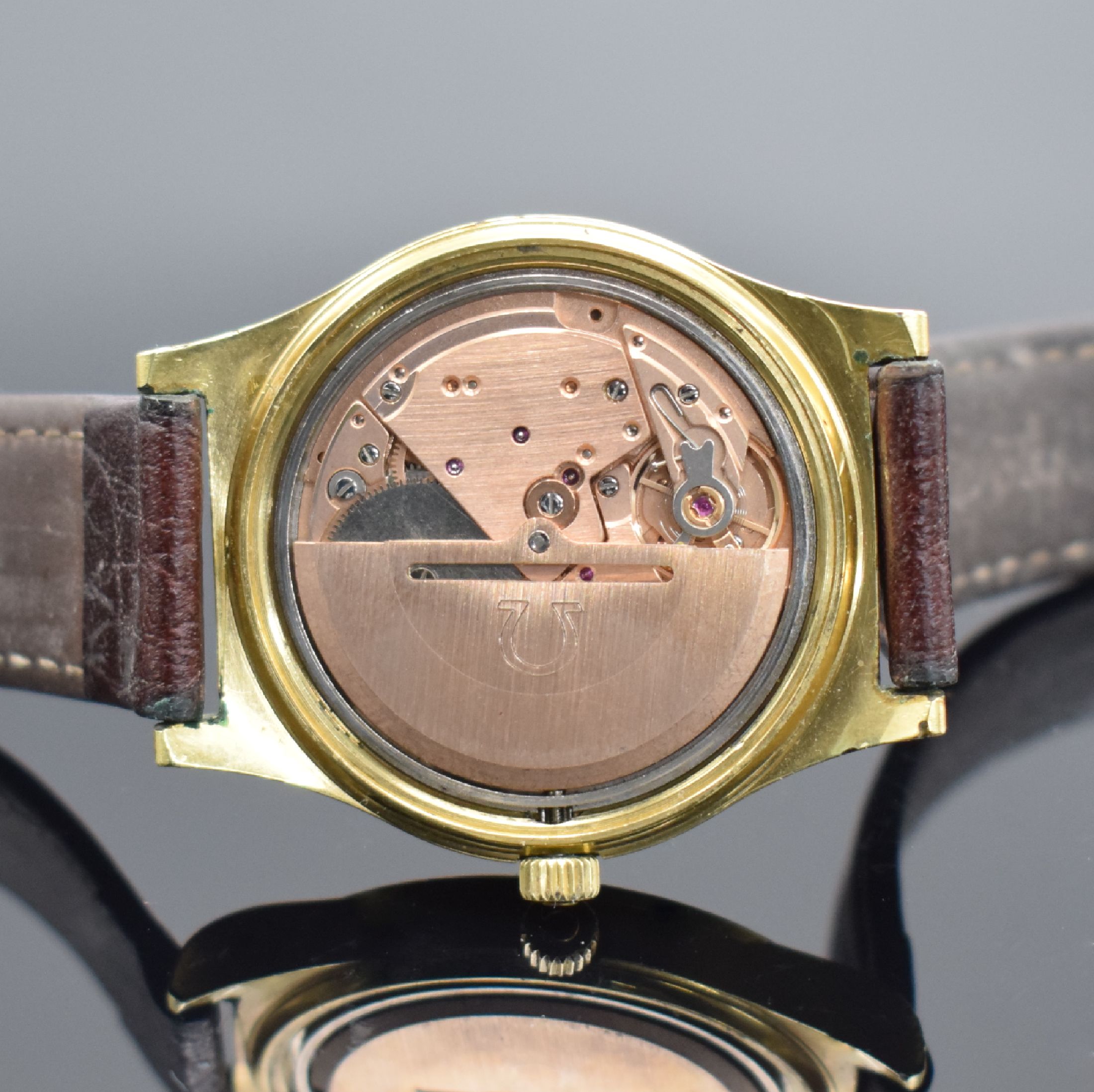 Detail e: OMEGA & ZENITH 2 vergoldete Herrenarmbanduhren, Schweiz um 1970, Automatik, 1) Omega mit geschr. Boden, gold. Zifferbl., Datum, verg. Werk Kal. 1012, ...
