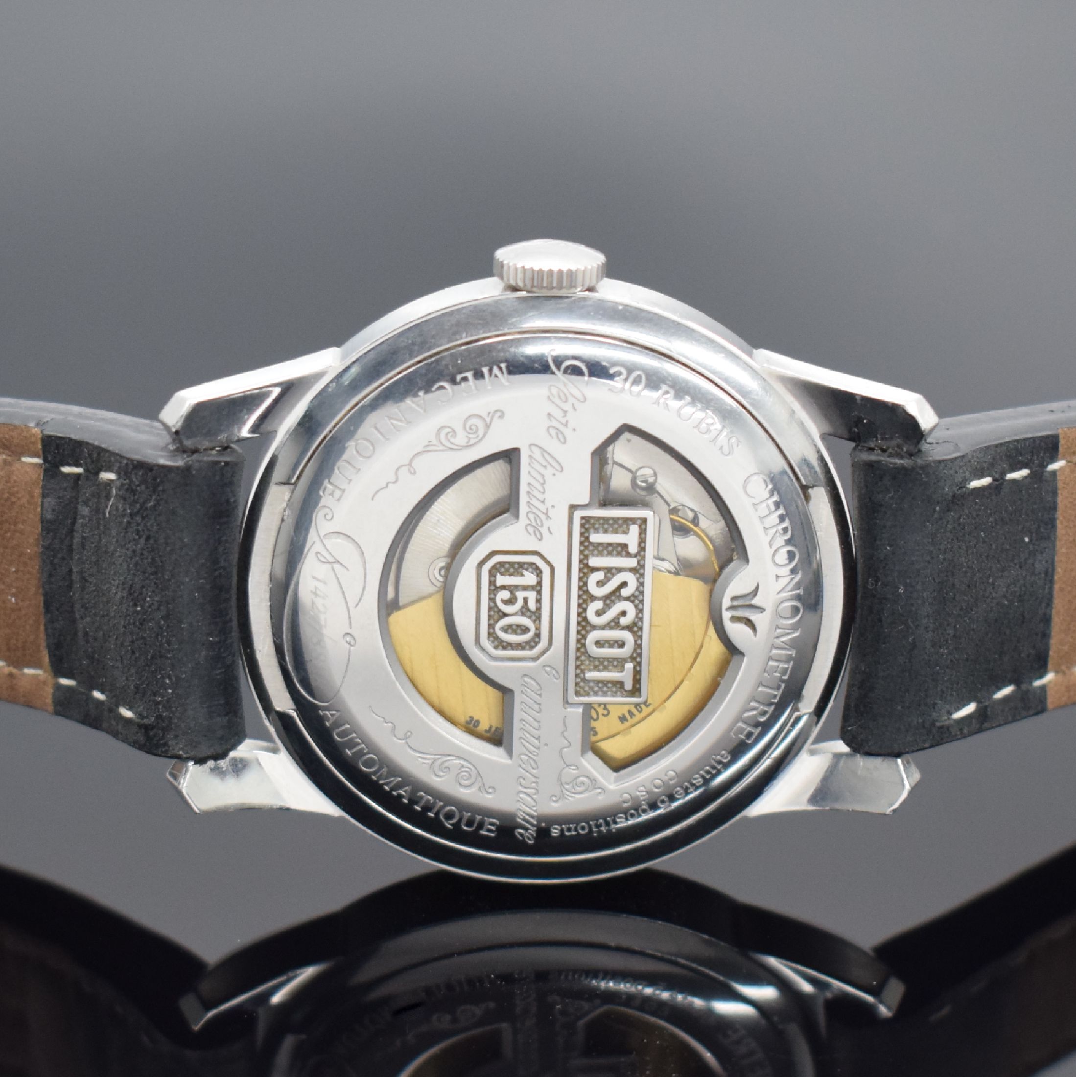 Detail c: TISSOT Chronometre limitierte Herrenarmbanduhr zum 150 jährigen Jubiläum in Stahl, Schweiz um 2003, Automatik, 2-tlg. Geh., gedr. Boden mit ...
