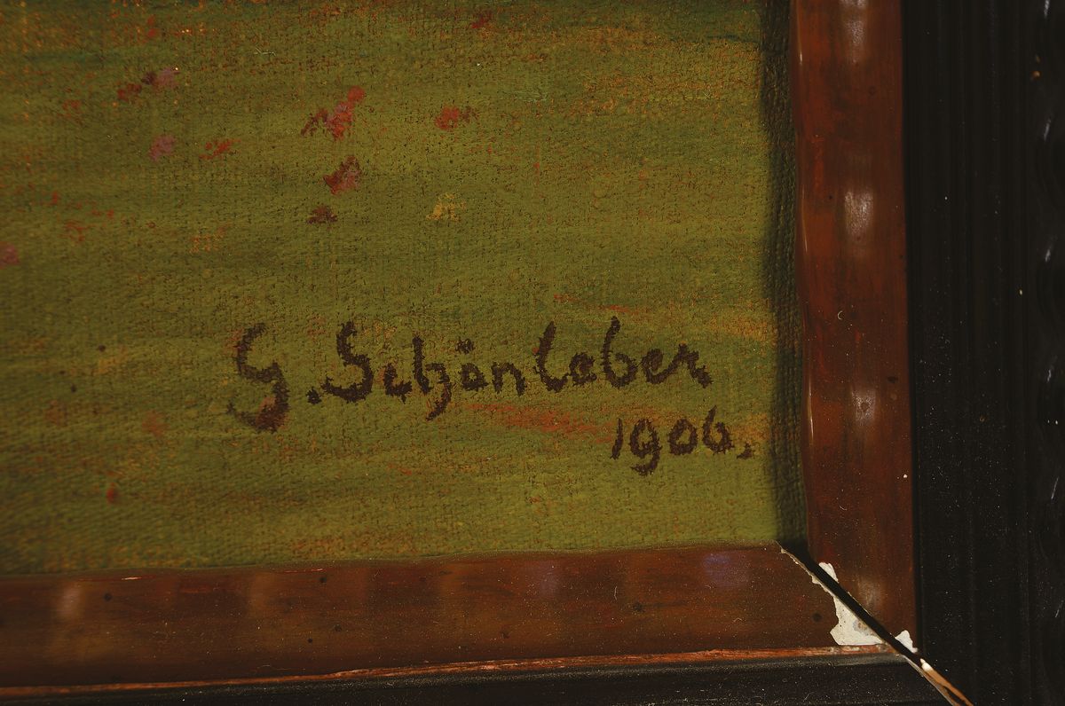 Detail a: Gustav Schönleber, 1851 Bietigheim-1917 Karlsruhe, Studium an den Akademien München, bei A. Lier, später unterrichtete er an der Akademie ...