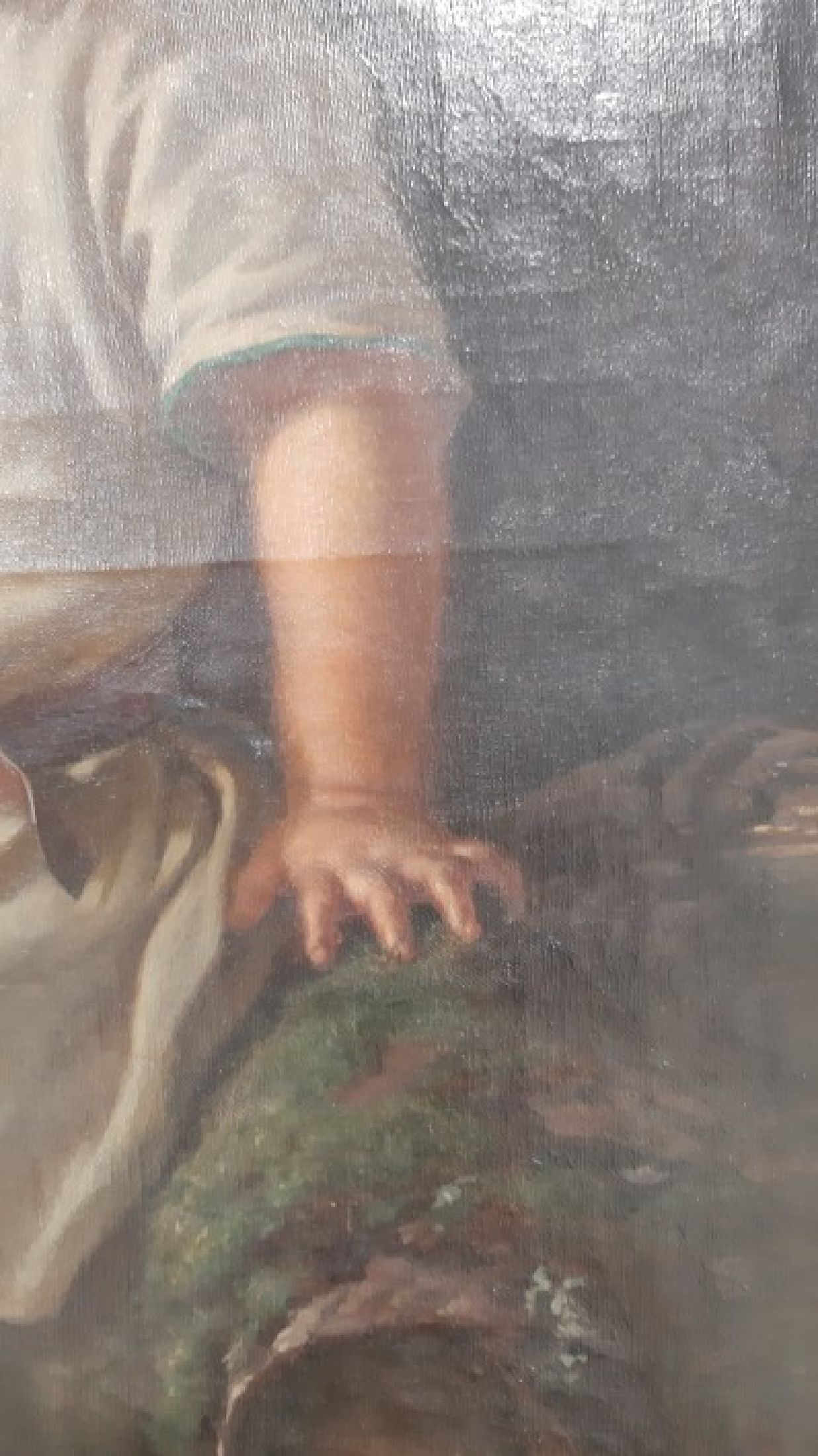 Detail f: Alois Schönn, 1826 Wien-1897 Krumpendorf, Ganzporträt eines Kindes mit Hündchen, Öl/Lwd, rest., rechts unten signiert, ca. 90x66cm, R. ca. ...