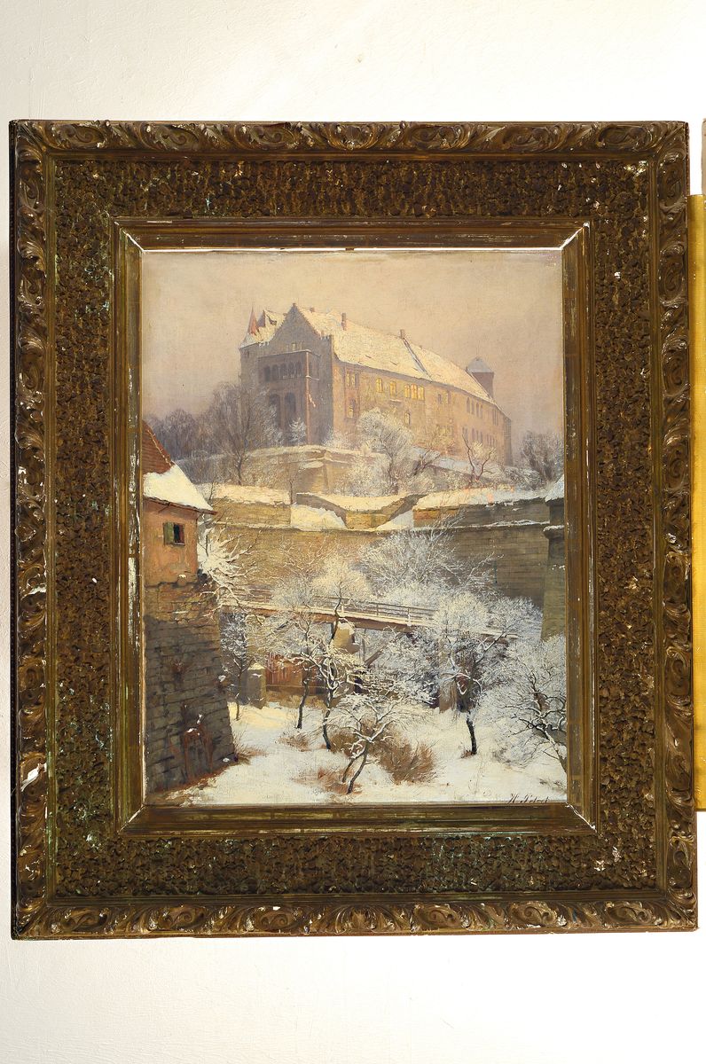 Detail k: Hermann Petzet, 1860 Bonnland-1935 München, Blick auf die Nürnberger Burg im Winter, Öl/Lwd, rechts unten signiert, ca. 72x56cm, R. ca. 105x87cm, ...