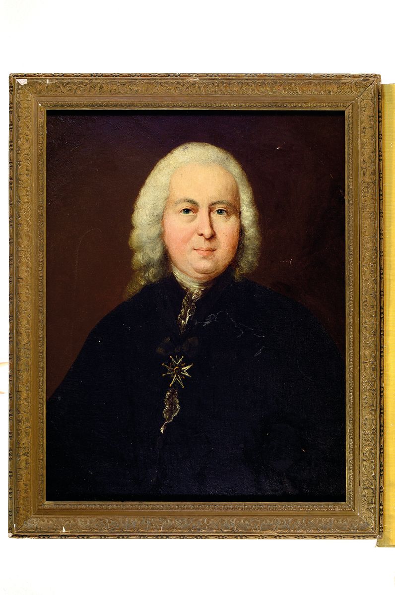 Detail k: Unbekannter Maler des 18. Jh., Porträt des Comte de Rochefort, Öl/Lwd, rest., doubl., ca. 70x60cm, R. ca. 77x62cm