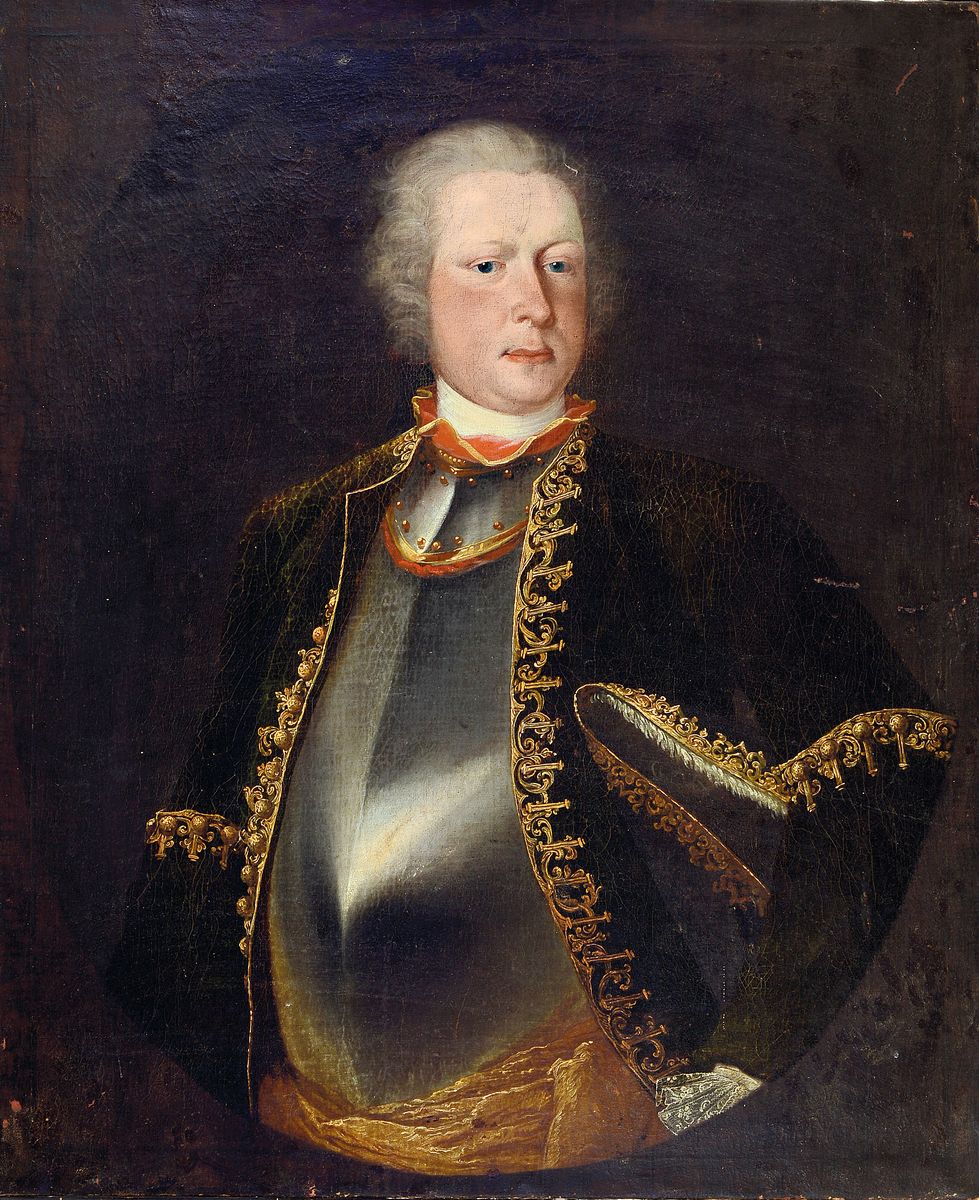Unbekannter Künstler, datiert 1728, Dreiviertelporträt des Joseph Wilhelm Truchseß, Graf zu Dietmating, Öl/Lwd, rest., doubliert, ehemals ovaler ...