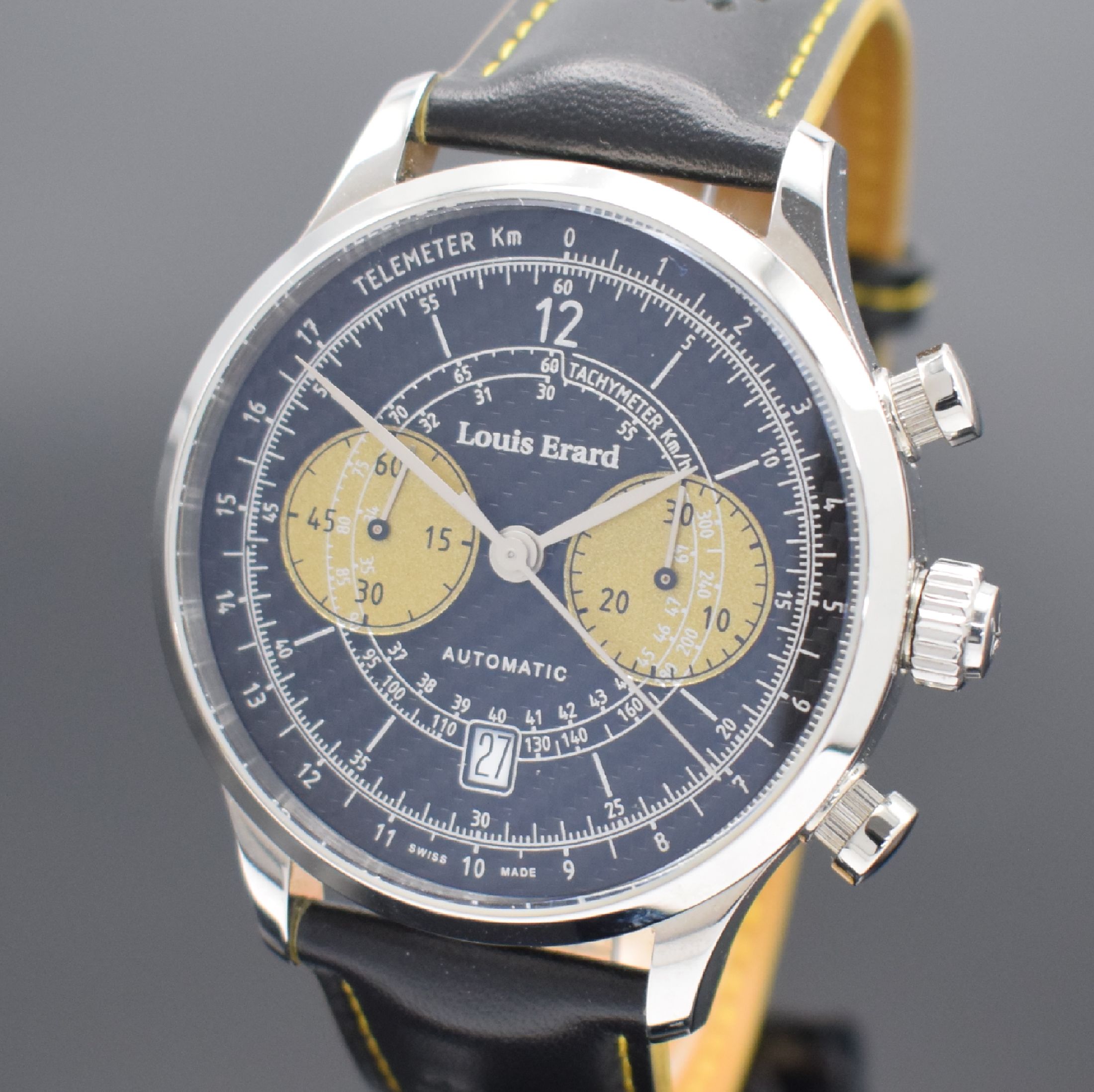 Detail a: LOUIS ERARD seltener, auf 70 Stück Armbandchronograph Ultima, Automatik, Sondermodell in Edelstahl inkl. orig. Lederband m. orig. Dornschl. in ...