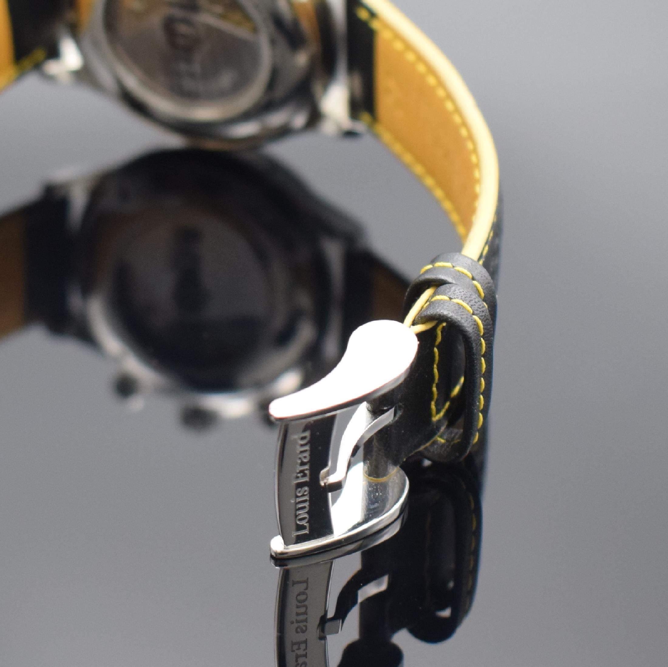 Detail b: LOUIS ERARD seltener, auf 70 Stück Armbandchronograph Ultima, Automatik, Sondermodell in Edelstahl inkl. orig. Lederband m. orig. Dornschl. in ...
