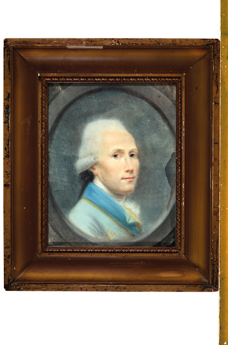 Detail k: Paar Porträts, deutsch, frühes 18. Jh., Mannund Frau mit gepuderten Perücken, Pastell auf Papier, je ca. 23x18cm, u.Gl., R. ca. 36x31cm