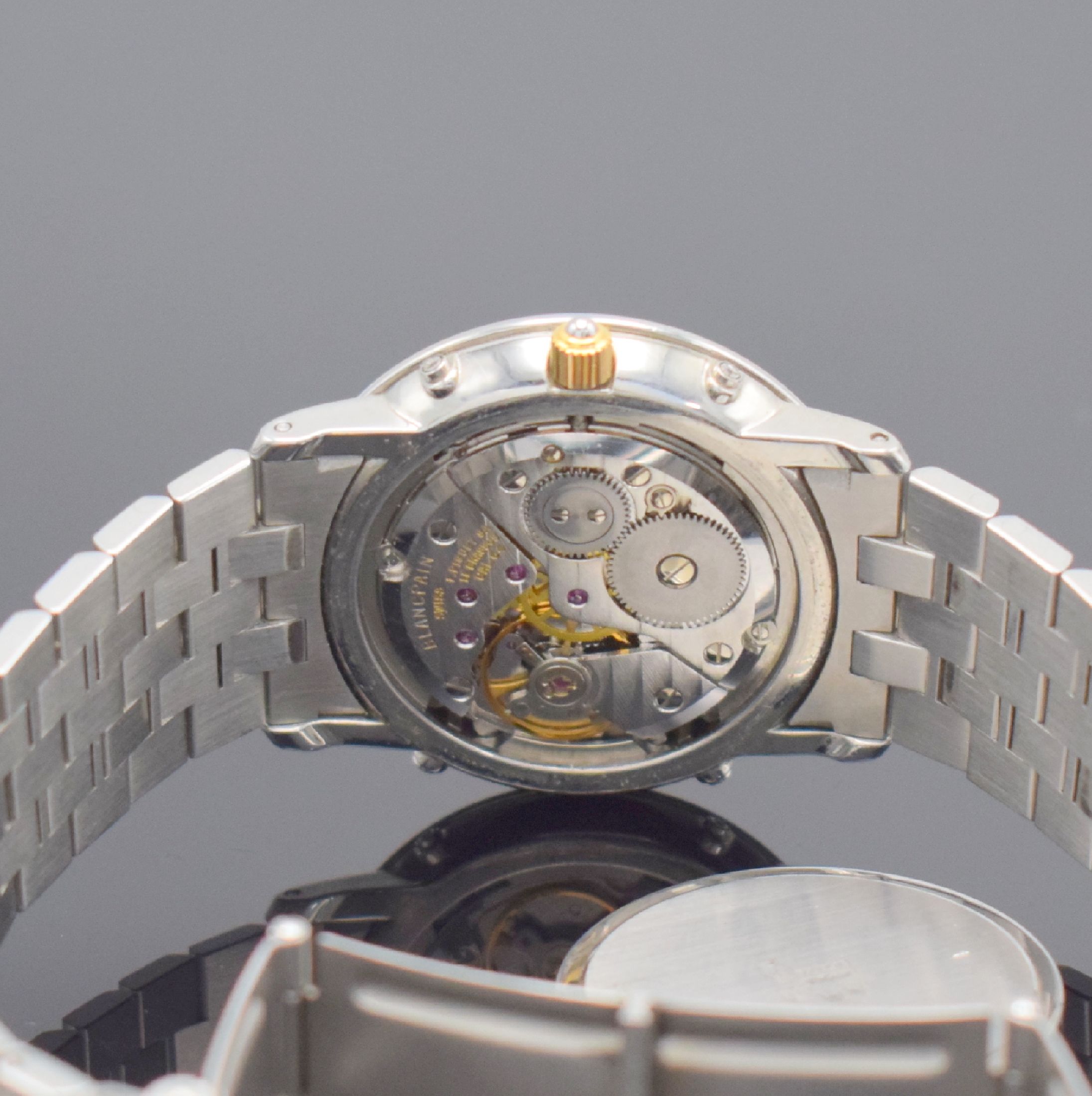 Detail j: BLANCPAIN hochfeine Herrenarmbanduhr mit Vollkalenderanzeige inklusive Mondphase, Schweiz um 1990, Handaufzug, Edelstahl/Gold kombiniert inkl. ...