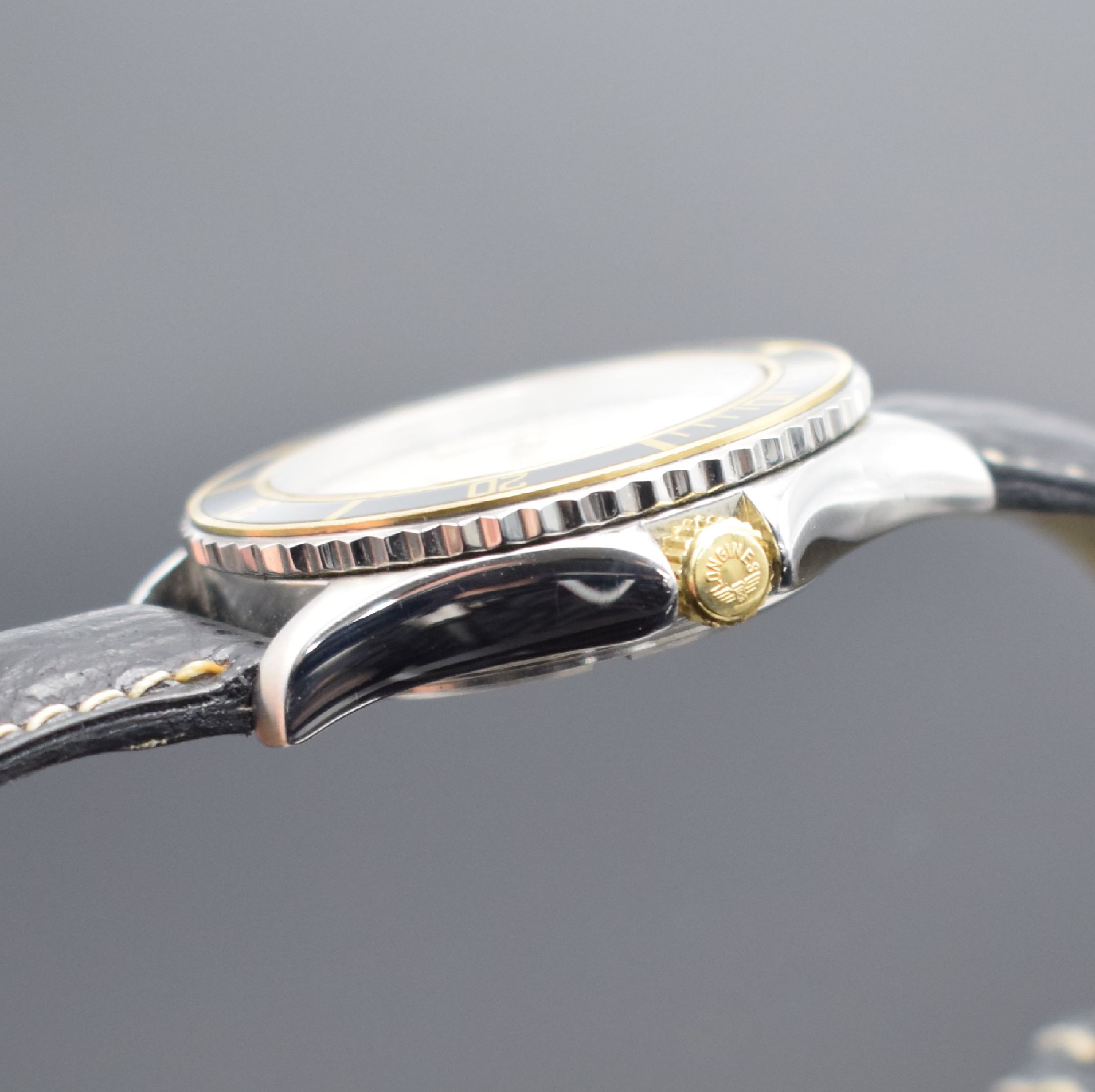 Detail c: LONGINES Admiral Five Stars Herrenarmbanduhr Referenz L3.502.5, Schweiz um 1998, Automatik, Edelstahl/Gold komb. inkl. orig. Lederband m. orig. ...