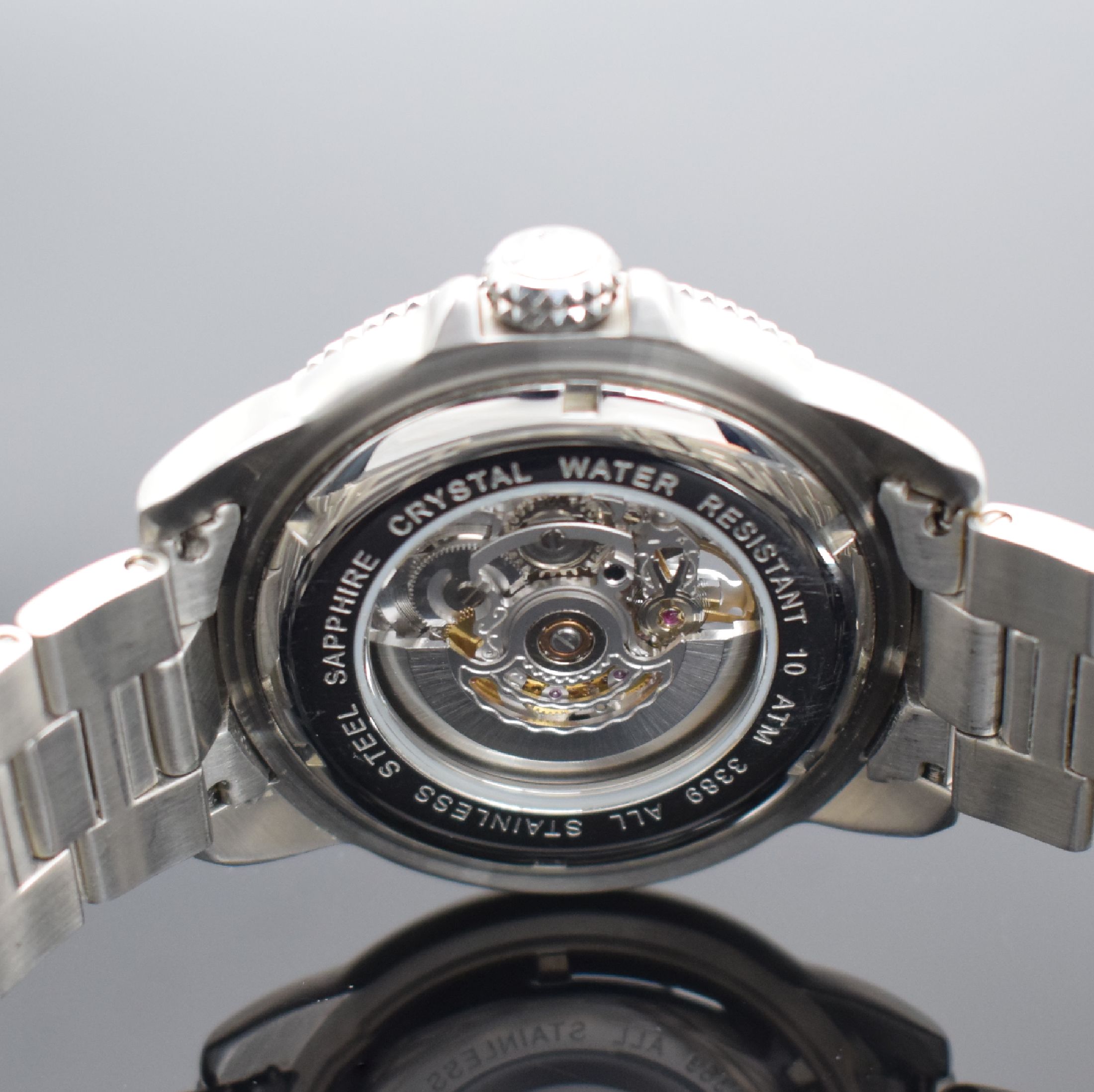 Detail d: EPOS Herrenarmbanduhr Sportive, Automatik, Schweiz um 2010, Edelstahlgeh. inkl. Gliederband m. Faltschl., beids. vergl., Boden & Krone verschr., ...