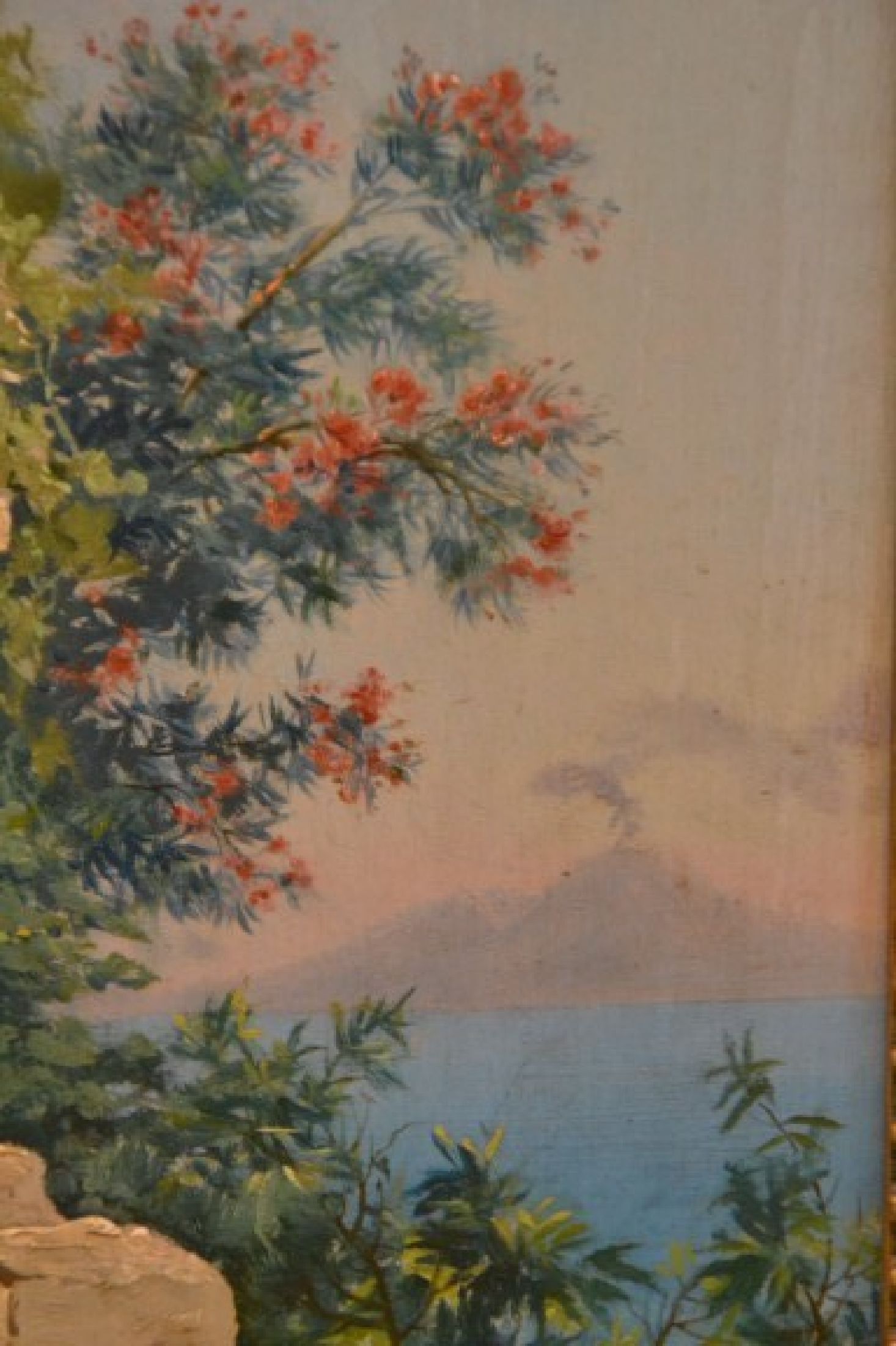 Detail c: Andrea Cherubini, 1833-1905 Italien, italienischer Maler langjährig ansässig in Rom, exotisch umwachsene Toreinfahrt in süditalienischer ...