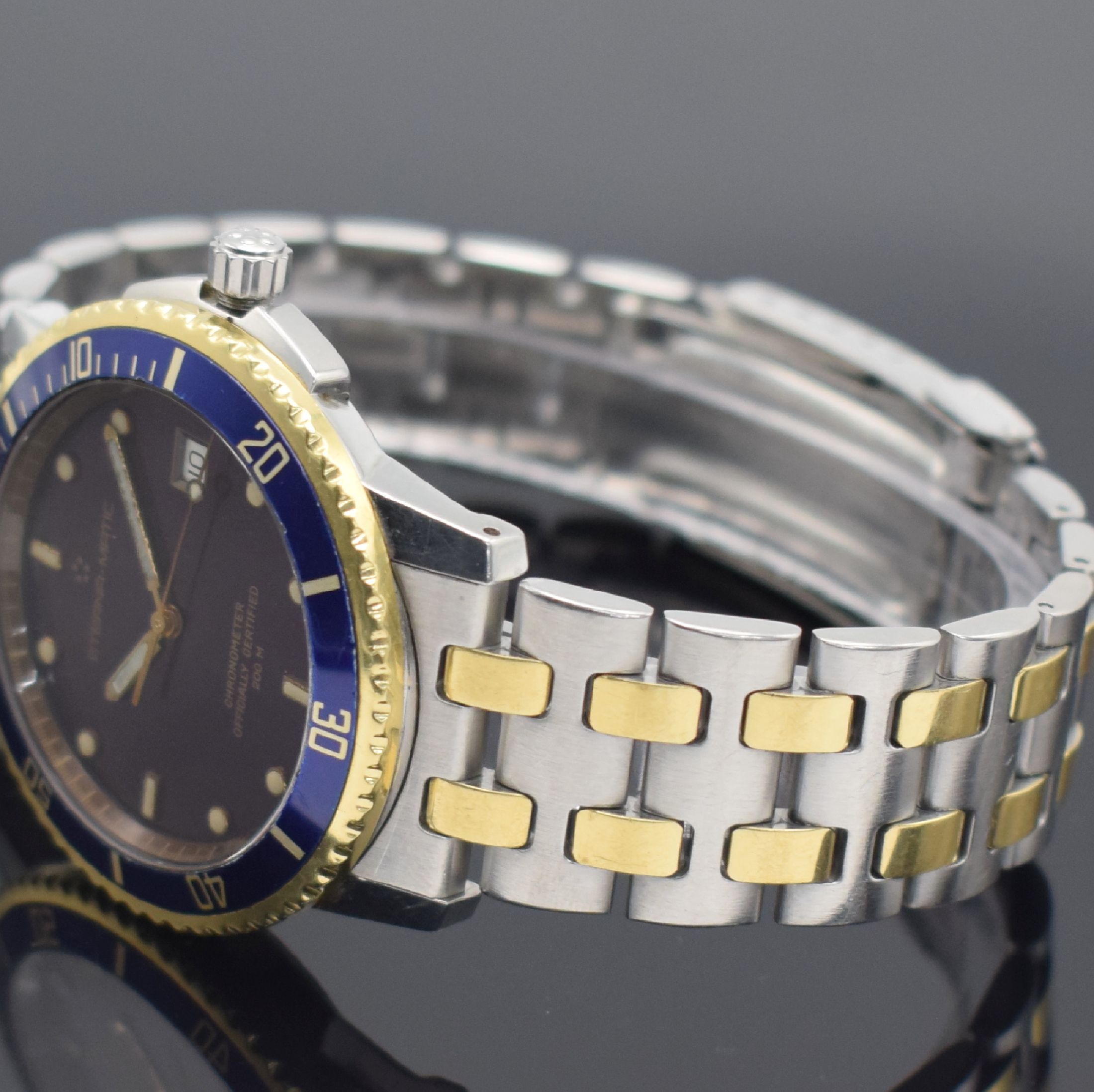 Detail b: ETERNA-MATIC Chronometer Kontiki Herrenarmbanduhr Referenz 629.1400.47S, Schweiz um 2000, Automatik, Edelstahl & Gold komb., Boden geschr., Tubus & ...