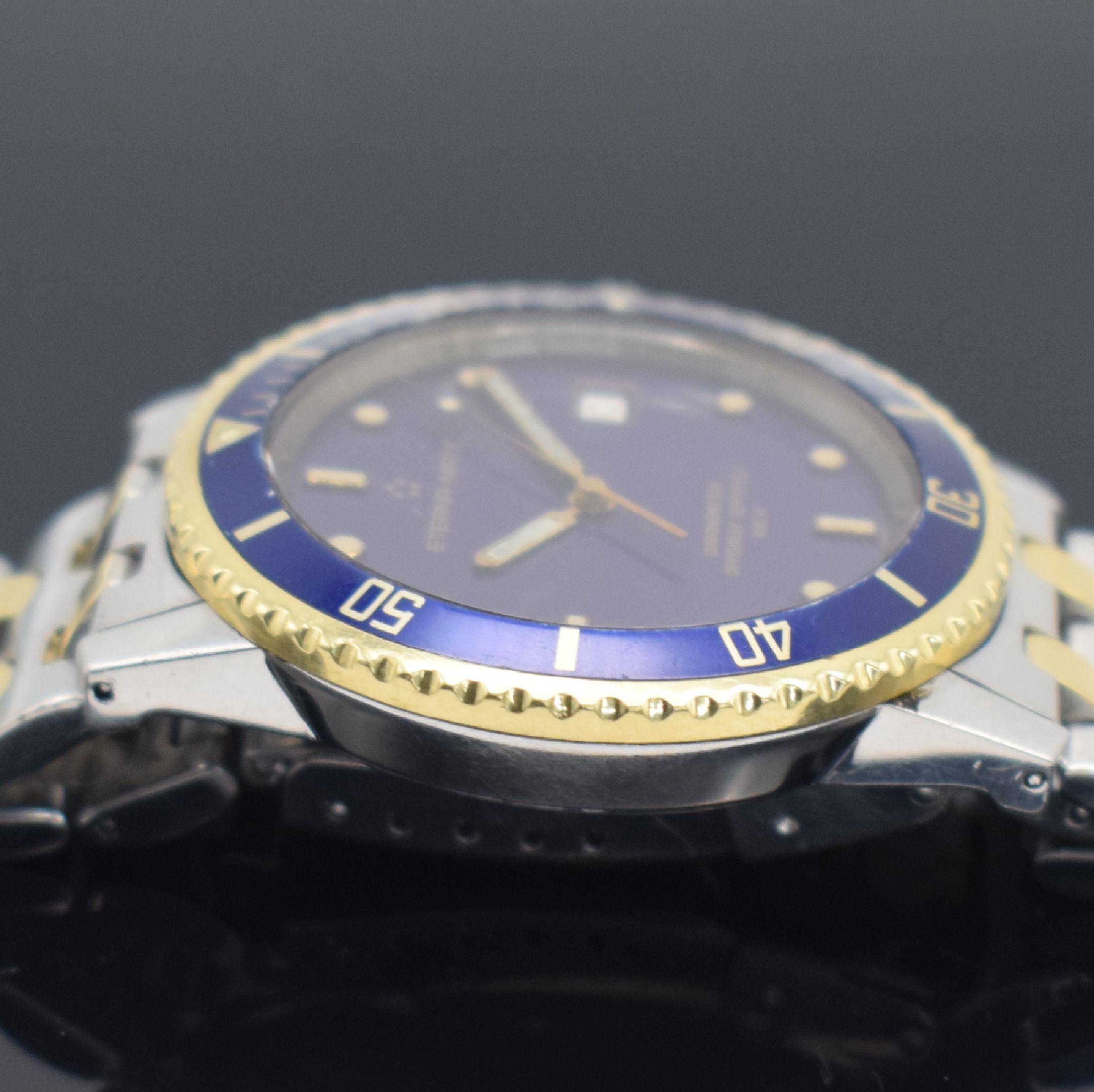 Detail e: ETERNA-MATIC Chronometer Kontiki Herrenarmbanduhr Referenz 629.1400.47S, Schweiz um 2000, Automatik, Edelstahl & Gold komb., Boden geschr., Tubus & ...