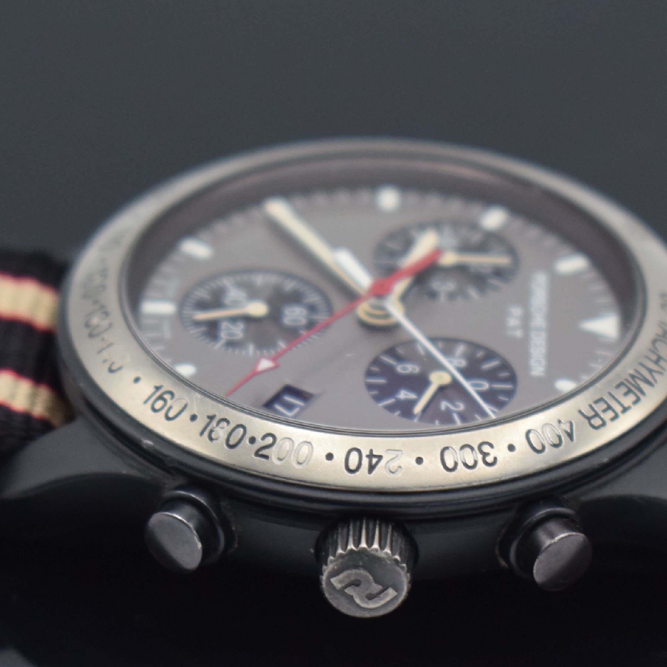 Detail c: PORSCHE DESIGN PAT / ETERNA Herrenarmbanduhr mit Chronograph Referenz 6610.14, Schweiz um 2000, quarz, z. T. geschw. Titan/Aluminium- Gehäuse, Krone ...