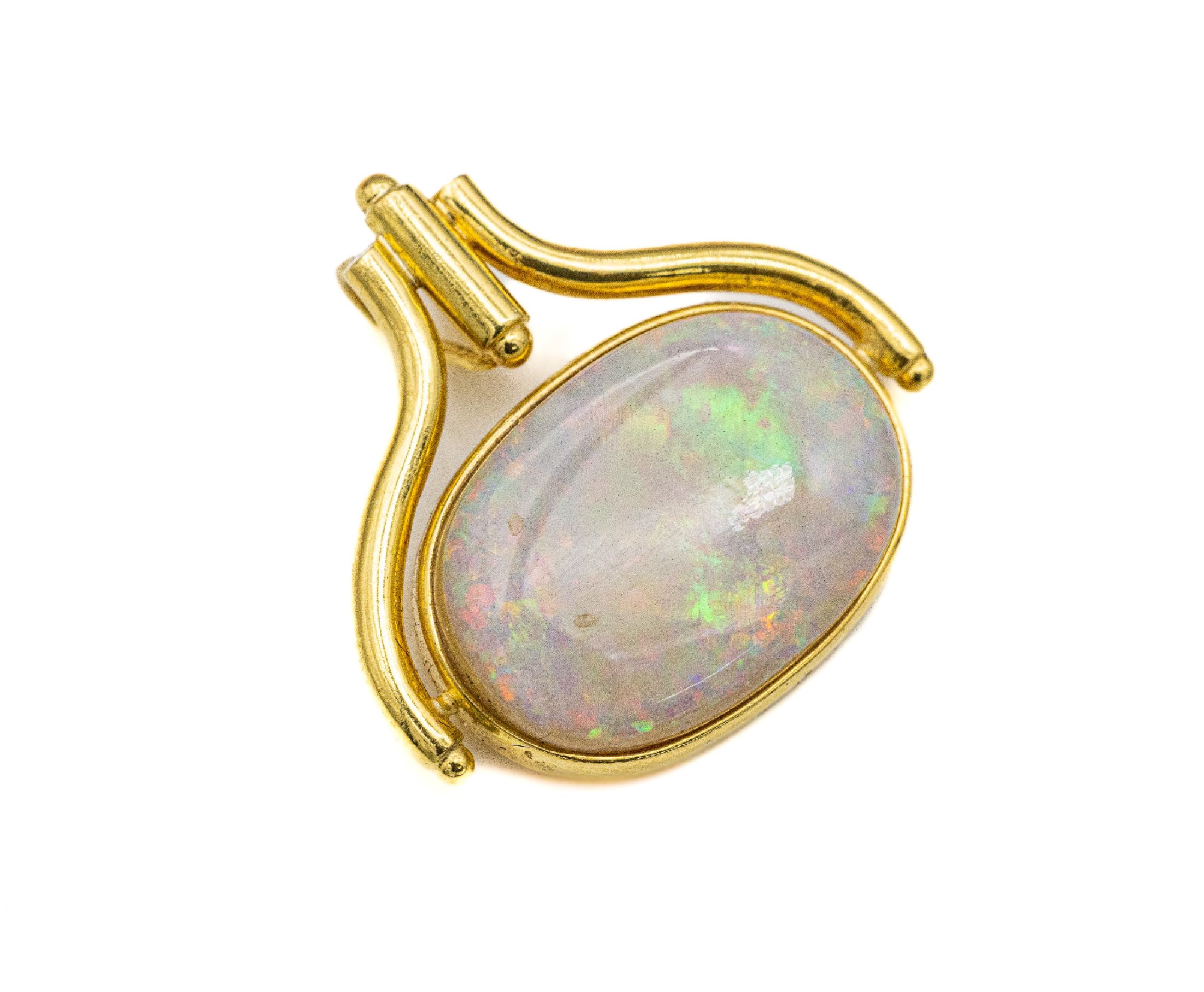 Detail a: 18 kt Gold Opal-Anhänger, GG 750/000, ovaler Opalcabochon ca. 5.0 ct, sehr schönes intensives Farbspiel in Grün, Gelb, Rot und Blau, ca. 2.5 x ...