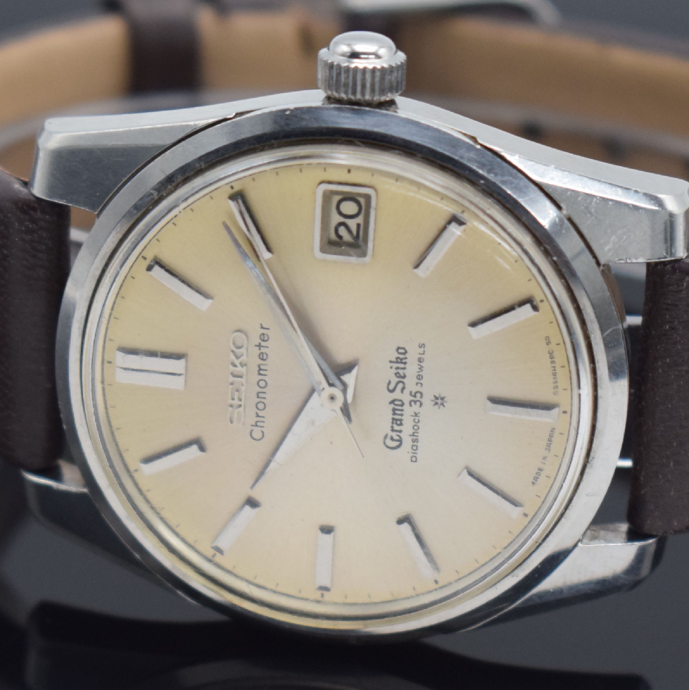 Detail b: GRAND SEIKO Chronometer seltene große Herrenarmbanduhr Referenz 43999, Japan um 1960, Handaufzug, massives 3-teil. Geh. in Stahl, verschr. Boden m. ...