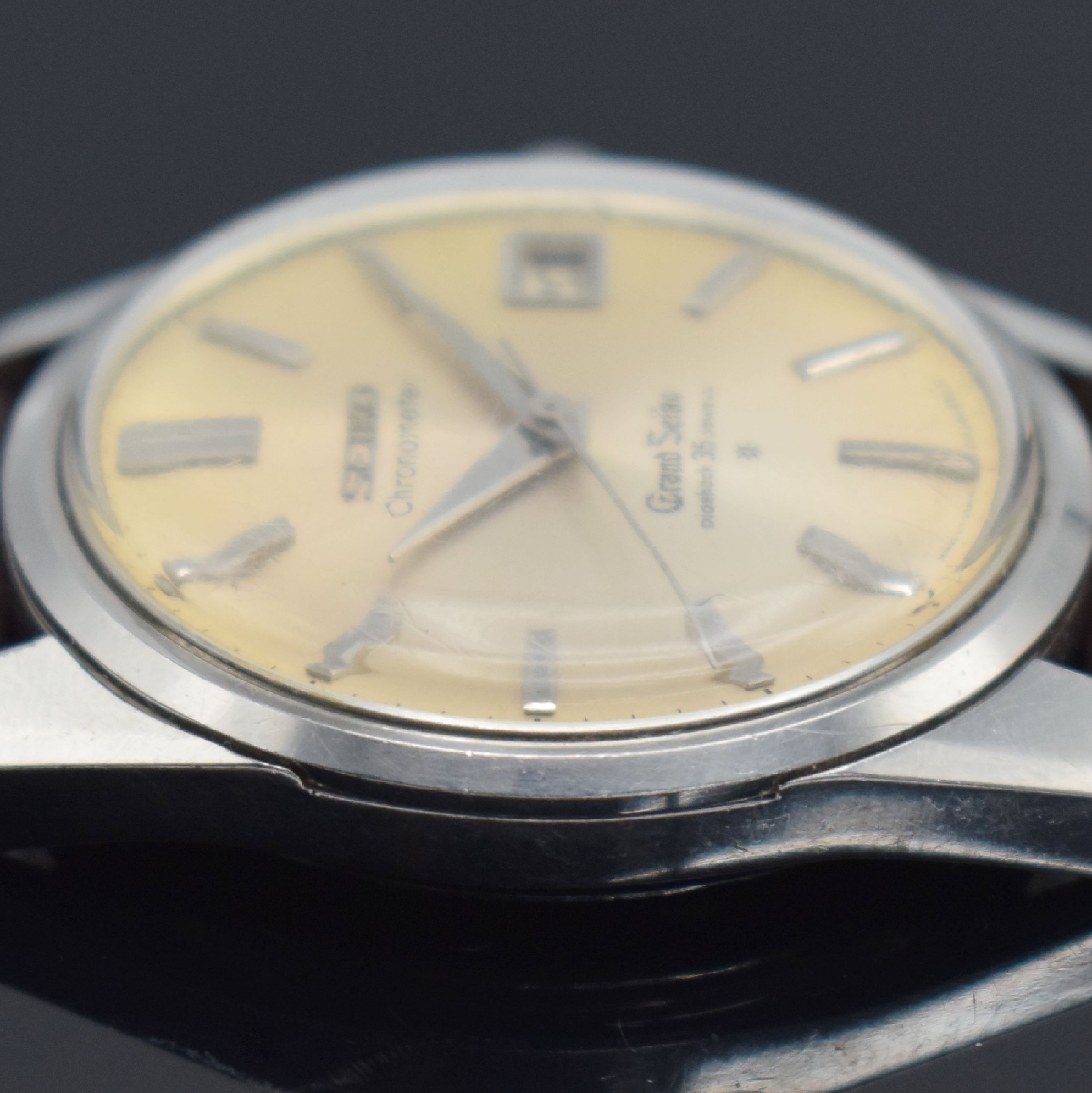 Detail d: GRAND SEIKO Chronometer seltene große Herrenarmbanduhr Referenz 43999, Japan um 1960, Handaufzug, massives 3-teil. Geh. in Stahl, verschr. Boden m. ...