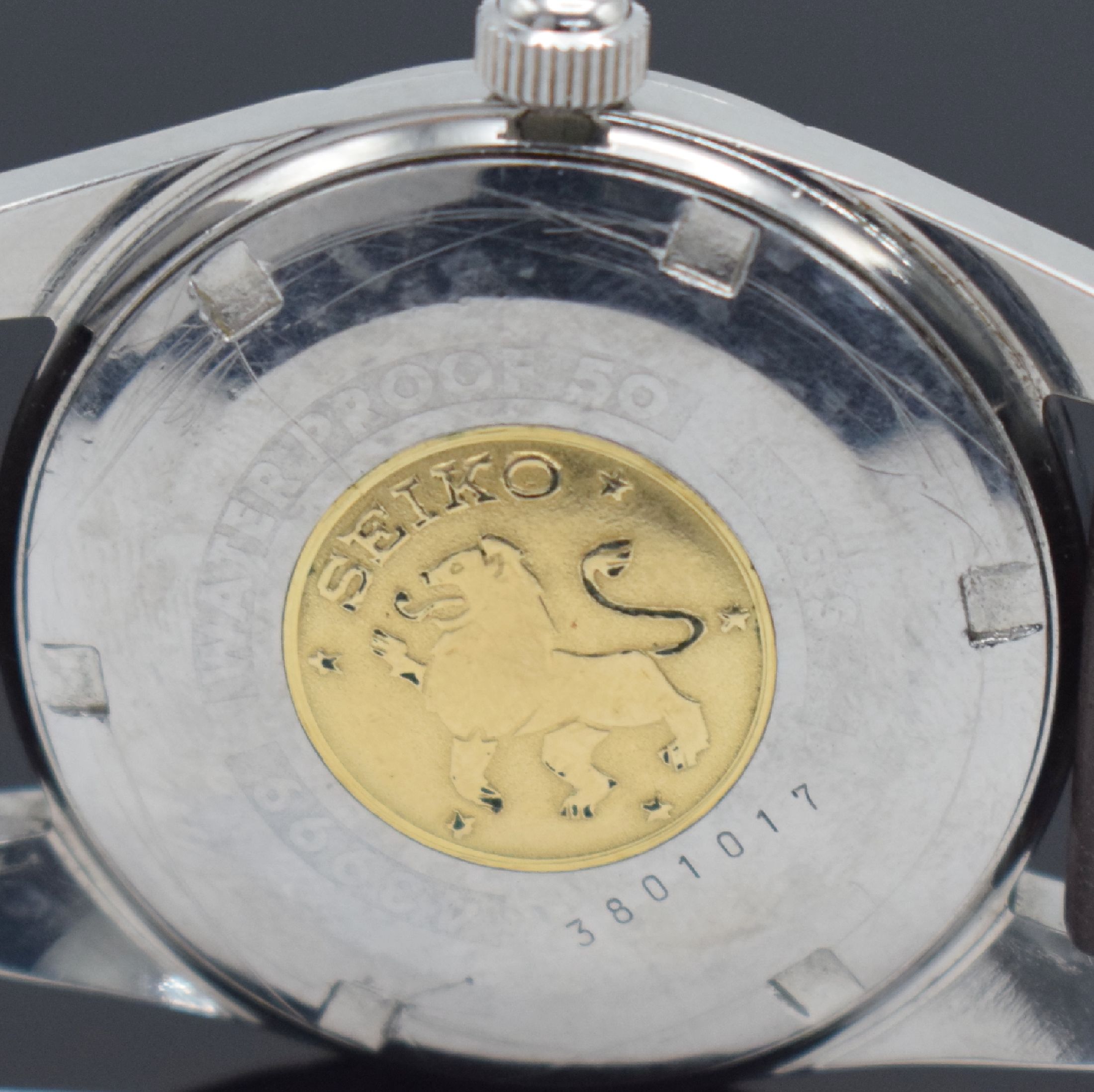 Detail e: GRAND SEIKO Chronometer seltene große Herrenarmbanduhr Referenz 43999, Japan um 1960, Handaufzug, massives 3-teil. Geh. in Stahl, verschr. Boden m. ...