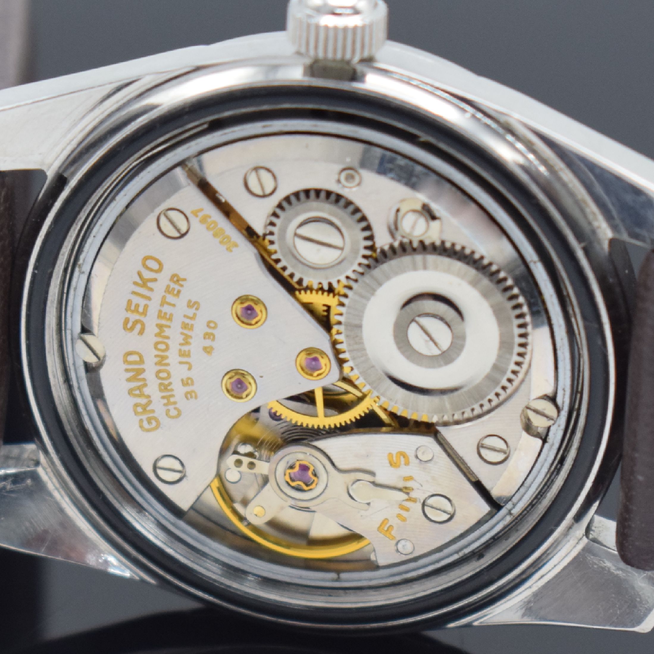 Detail f: GRAND SEIKO Chronometer seltene große Herrenarmbanduhr Referenz 43999, Japan um 1960, Handaufzug, massives 3-teil. Geh. in Stahl, verschr. Boden m. ...