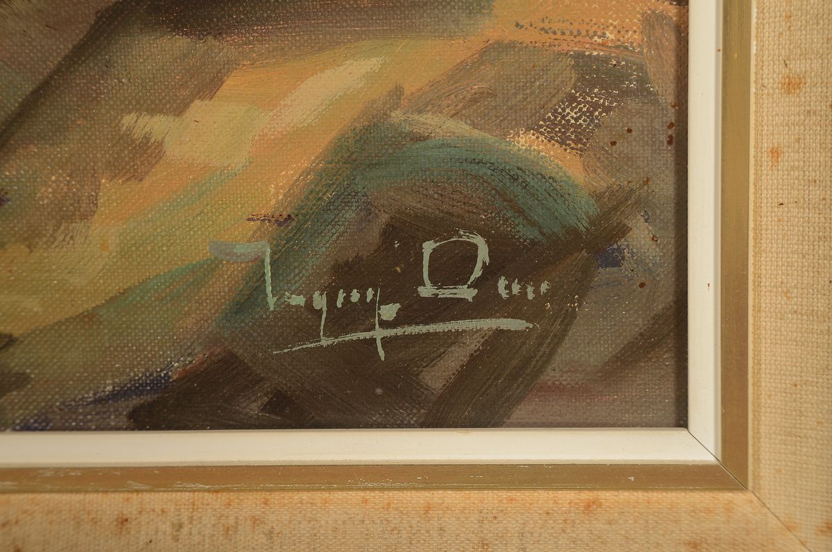 Detail a: Ingolf Due, geb. 1912 Kopenhagen, Personen am Strand von Kopenhagen, die kleine Meerjungfrau bewundernd, Öl/Lwd, rechts unten signiert, ca. 55x65cm, ...
