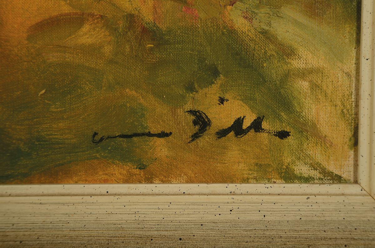 Detail a: Otto Dill, 1884 Neustadt - 1957 Bad Dürkheim, herbstliche pfälzer Landschaft Blick auf Leinsweiler in der Pfalz, vordergründig angeschnittene ...