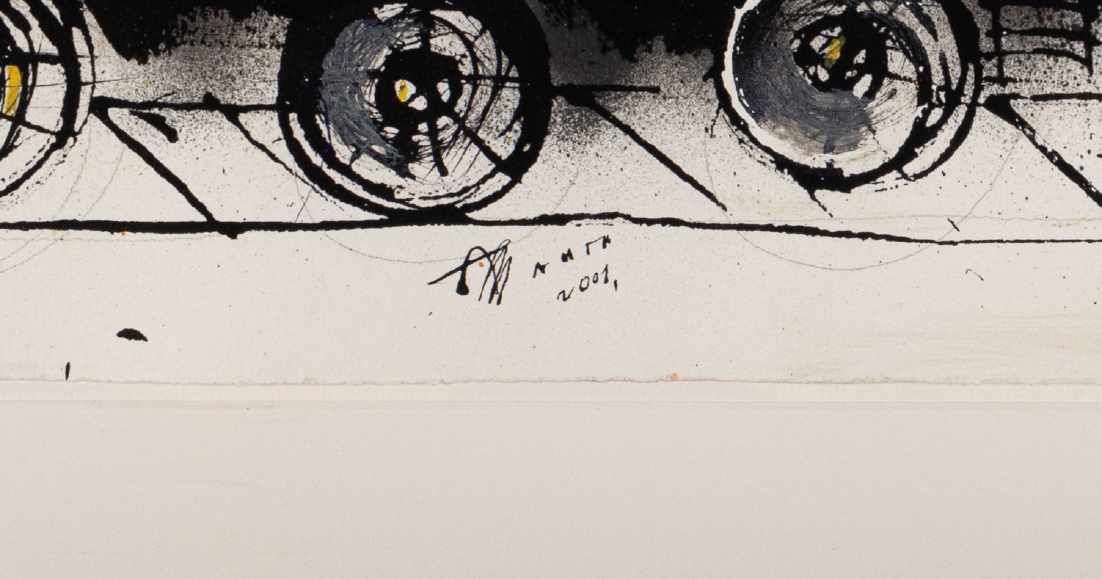 Detail c: Michael Auth, geb. 1947, 3 Arbeiten in Gouache auf Büttenpapier, verschiedene Lokomotiven, alle handsigniert und dat. 2001, je ca. 39x57cm, PP, ...