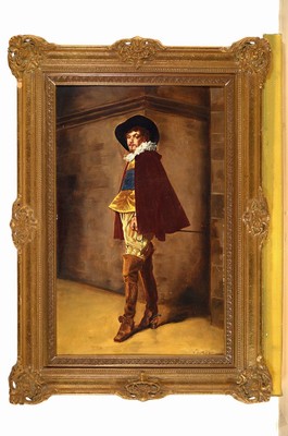 26506192k - Ilmari Launis, Finnish painter of the 19th century, Full portrait of a nobleman, oil/wood, signed lower right, approx. 58x36cm,frame approx. 77x55cm