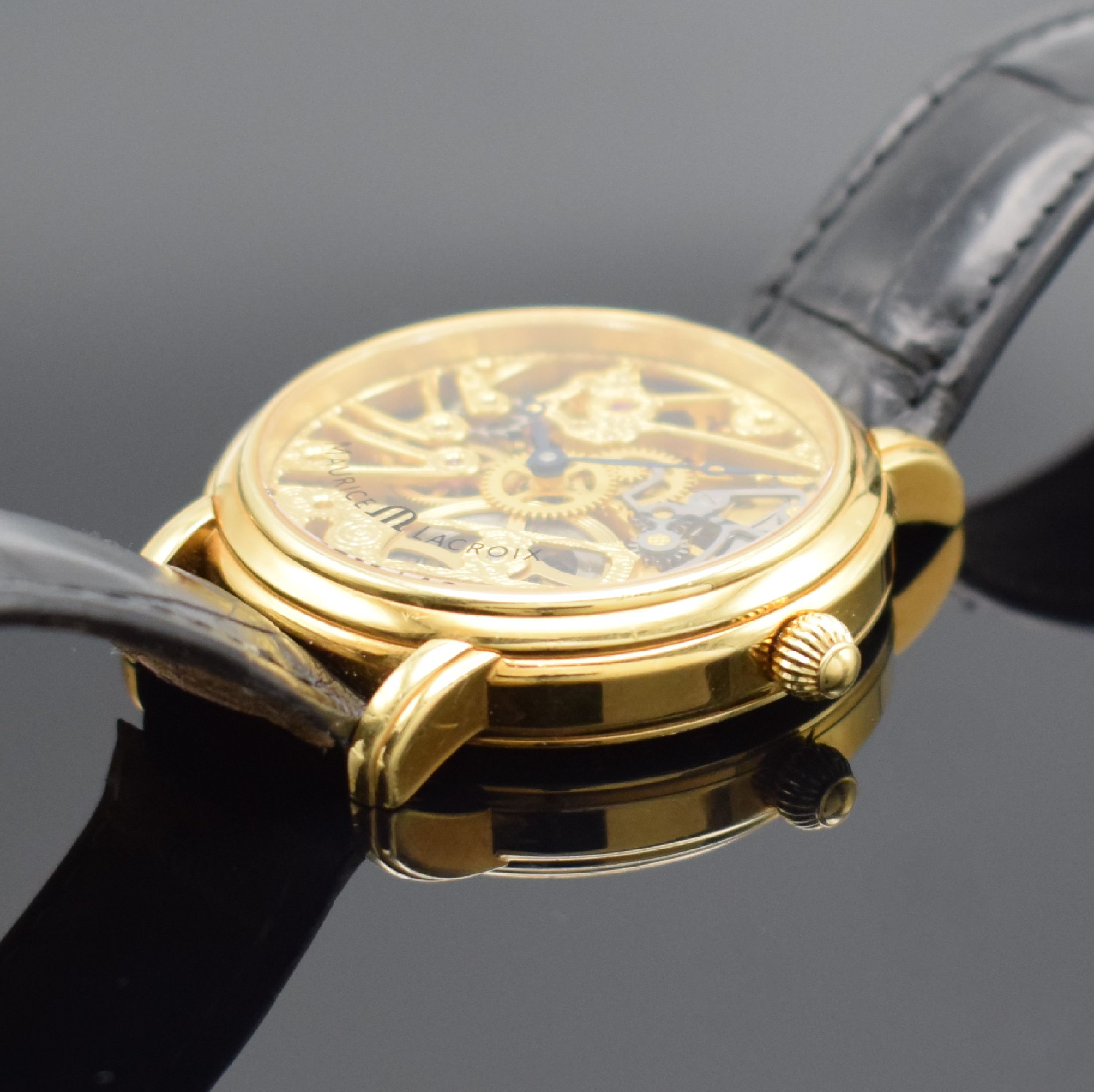 Detail c: MAURICE LACROIX Herrenarmbanduhr Masterpiece Skeleton in GG 750/000 Referenz MP7048, Schweiz um 2007, Handaufzug, beids. vergl. Geh. inkl. orig. ...