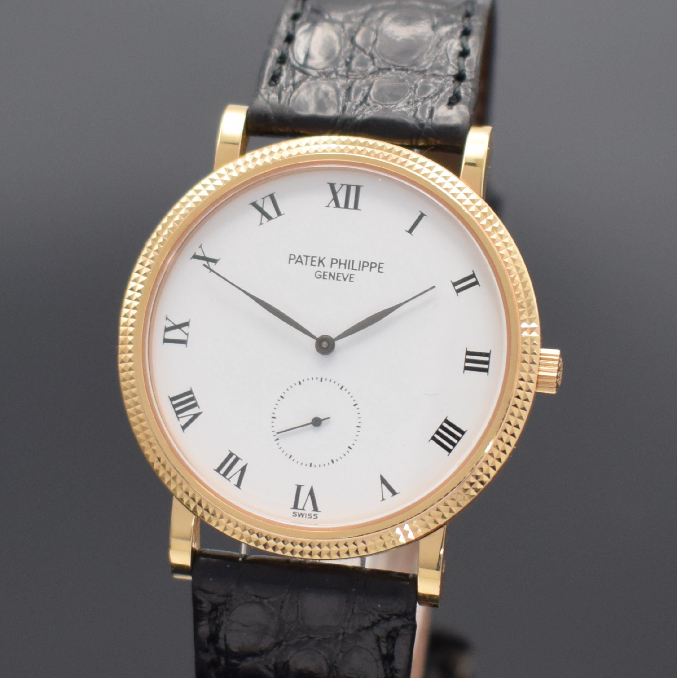 Detail b: PATEK PHILIPPE Herrenarmbanduhr Calatrava in Roségold 750/000 Referenz 3919R-001, Handaufzug, 2-tlg. Geh. inkl. orig. Lederband m. orig. Dornschl. ...