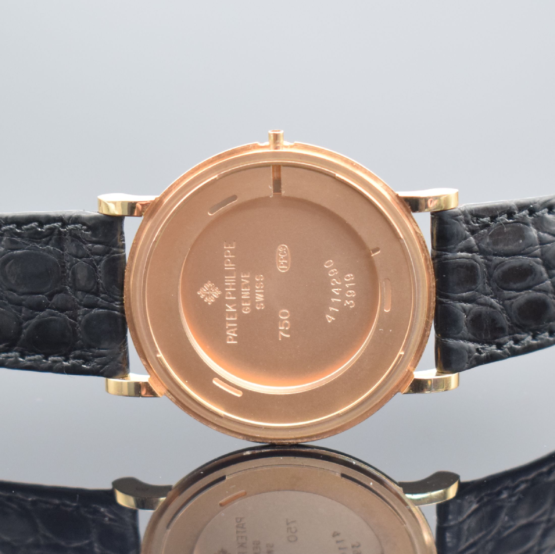 Detail g: PATEK PHILIPPE Herrenarmbanduhr Calatrava in Roségold 750/000 Referenz 3919R-001, Handaufzug, 2-tlg. Geh. inkl. orig. Lederband m. orig. Dornschl. ...
