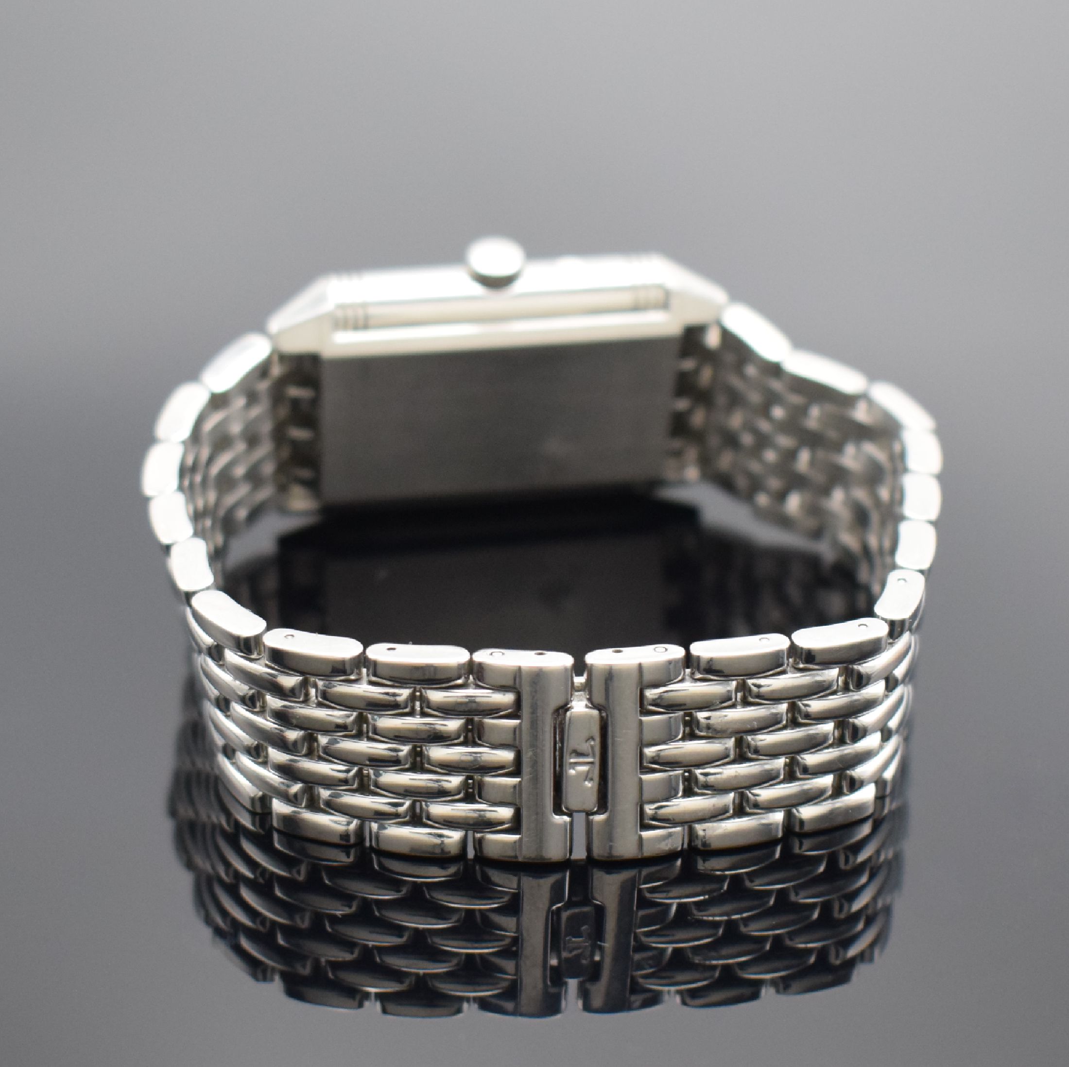 Detail c: Jaeger-LeCoultre Reverso Duoface Herrenarmbanduhr in Edelstahl Ref. 270.8.54, Schweiz um 2000, Handaufzug, Wendegehäuse, Gliederband m. dopp. ...