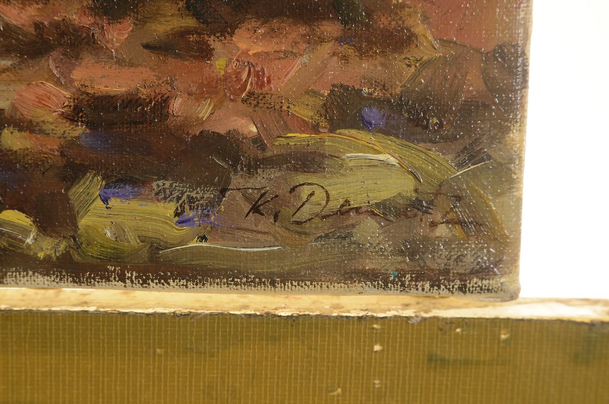 Detail a: Karl Demetz, 1909 Trossingen - 1986, Schwäbischer Landschafts- und Tiermaler, Lehre zum Dekorationsmaler, Studium an der Akademie Stuttgart, ...