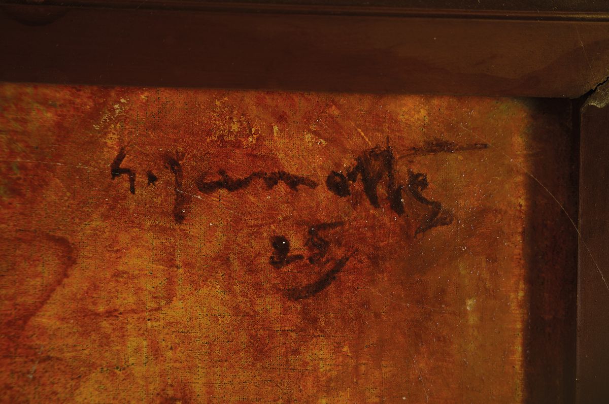 Detail a: George Bernard Jamotte, 1880-1942, Ganzporträt eines Hundes im Profil, Öl/Lwd, links unten betitelt: Mirko, rechts oben signiert und dat. 25, ca. ...