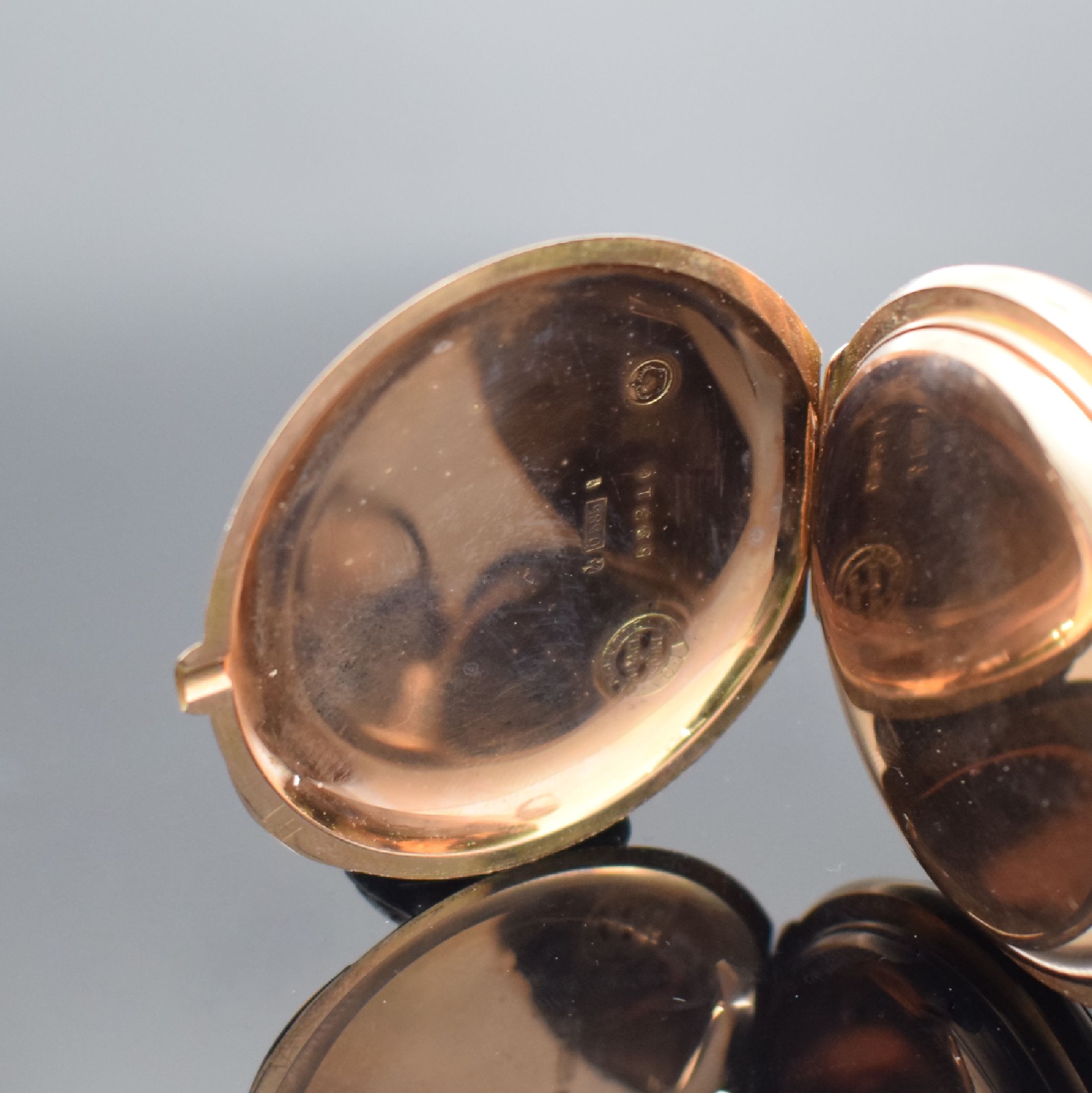 Detail d: A. LANGE & SÖHNE Deutsche Uhrenfabrikation Glashütte I/S Savonette in RG 585/000, Deutschland um 1906, glattes 3-Deckel Goldgeh.m. a-goutte l. ...
