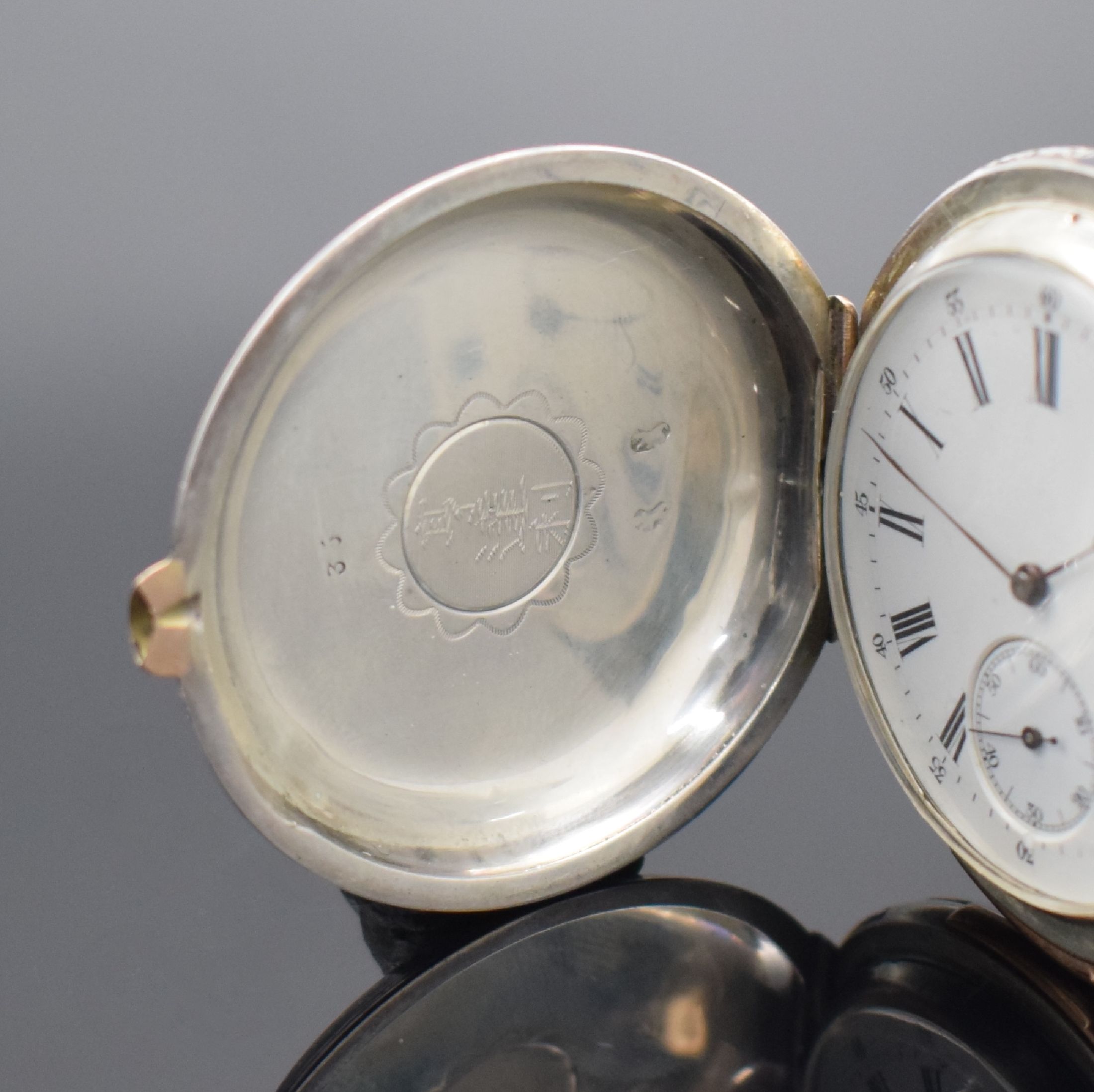 Detail a: L. URARD & Cie Tientsin Tulasilber Savonette mit 1/4-Std.-Repetition, Schweiz für den chines. Markt um 1900, Geh. in 935/000 Silber mit a-goute, ...