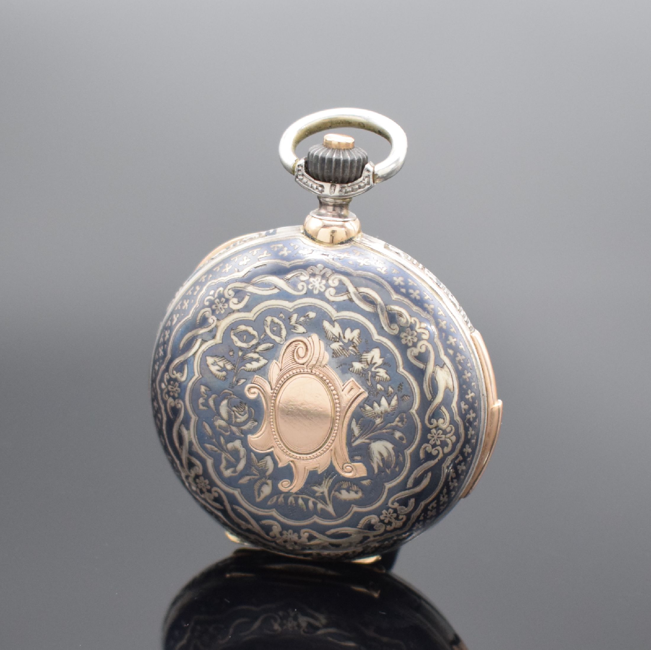 Detail b: L. URARD & Cie Tientsin Tulasilber Savonette mit 1/4-Std.-Repetition, Schweiz für den chines. Markt um 1900, Geh. in 935/000 Silber mit a-goute, ...