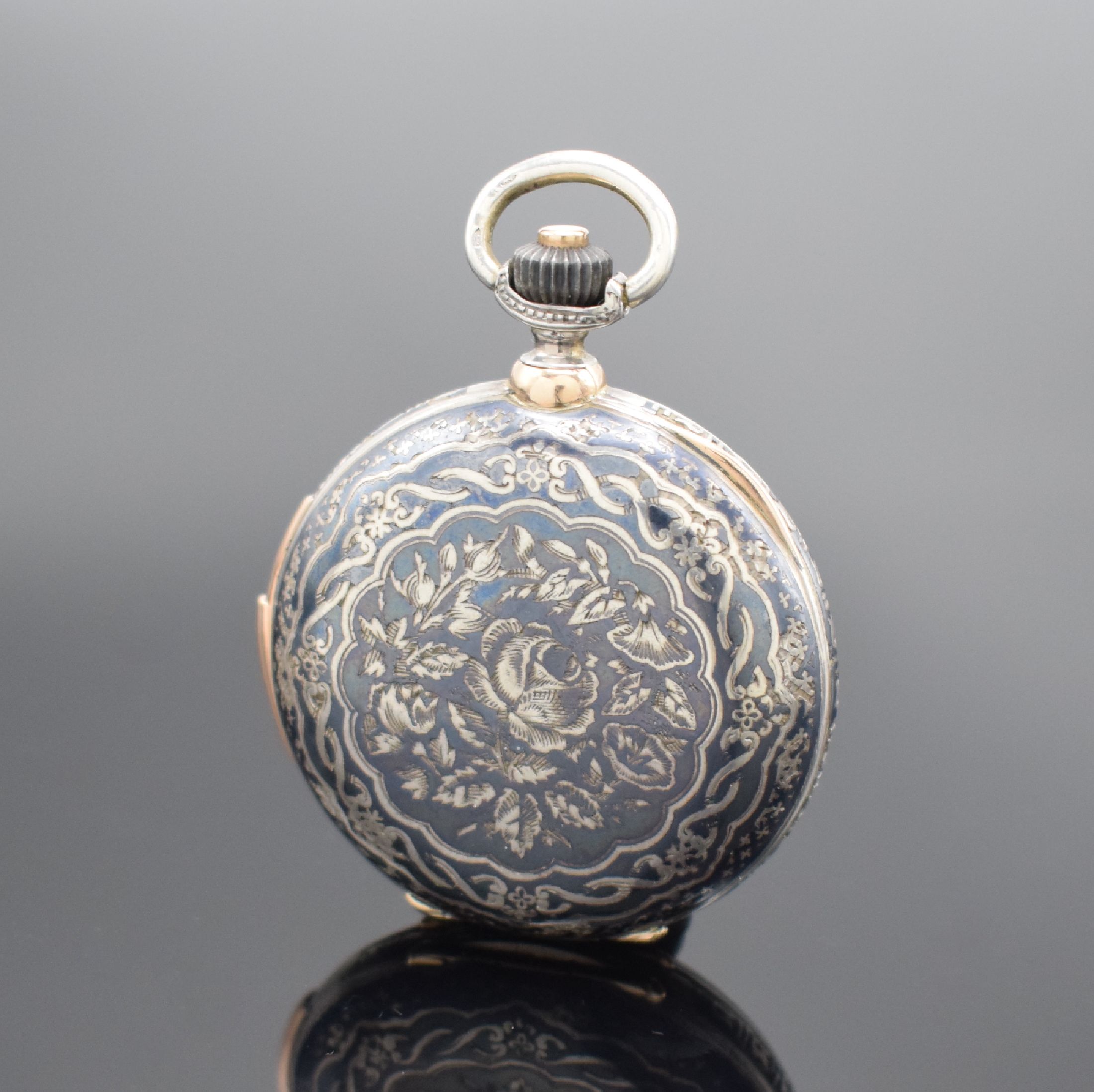 Detail c: L. URARD & Cie Tientsin Tulasilber Savonette mit 1/4-Std.-Repetition, Schweiz für den chines. Markt um 1900, Geh. in 935/000 Silber mit a-goute, ...