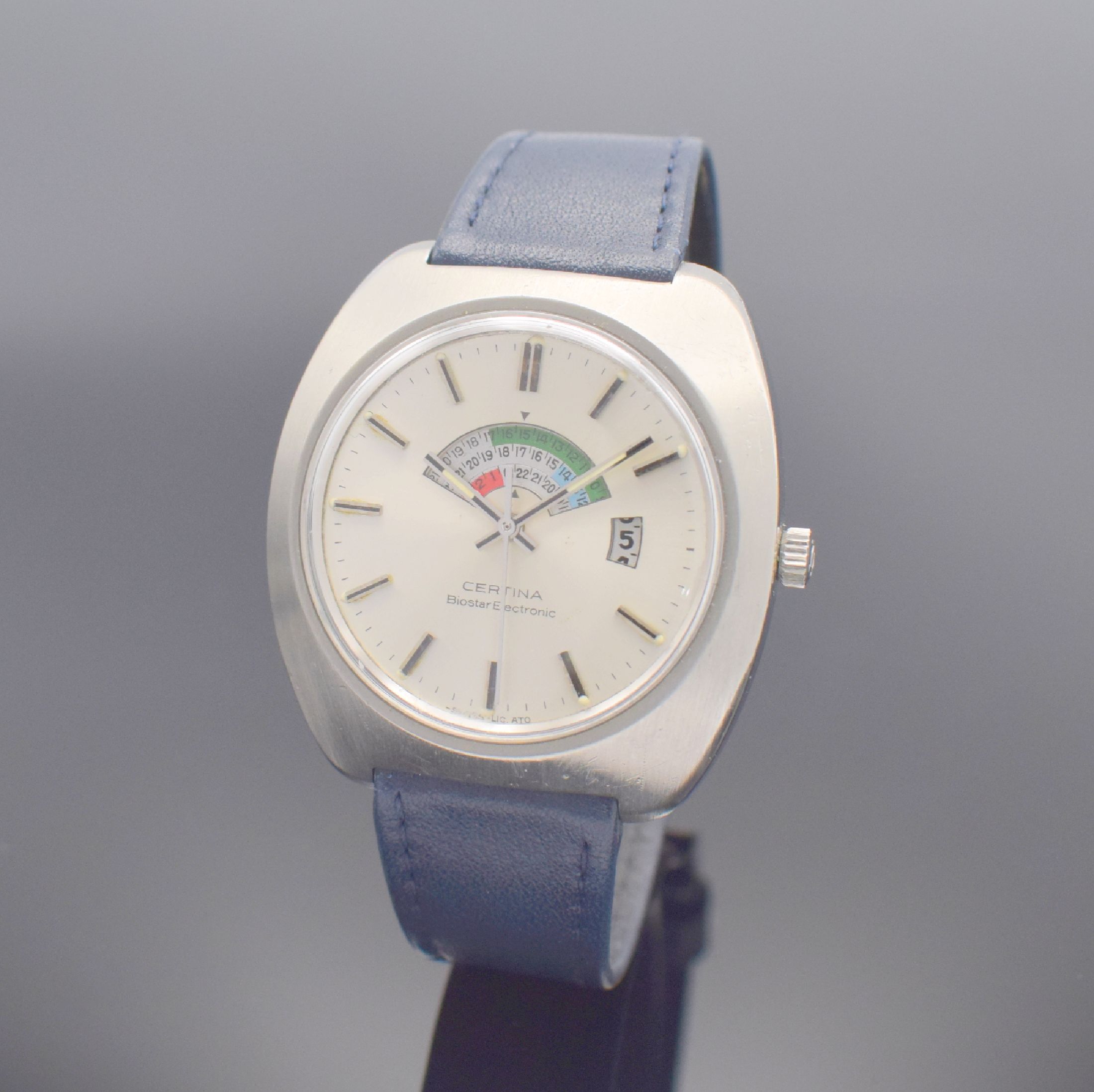 CERTINA Biostar Electronic seltene Herrenarmbanduhr, Schweiz um 1968, elektro- mechanisches Werk, Ref. 7501 001, Edelstahl- geh., Boden innen m. ...