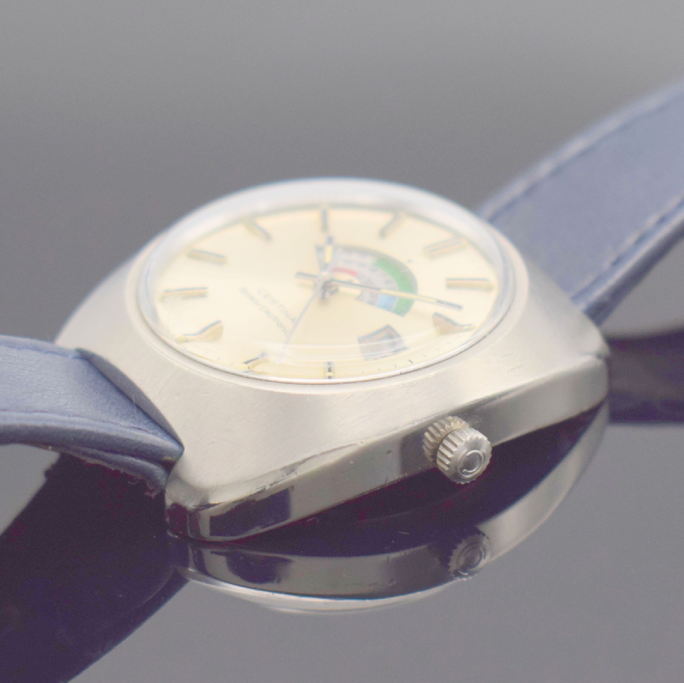 Detail c: CERTINA Biostar Electronic seltene Herrenarmbanduhr, Schweiz um 1968, elektro- mechanisches Werk, Ref. 7501 001, Edelstahl- geh., Boden innen m. ...